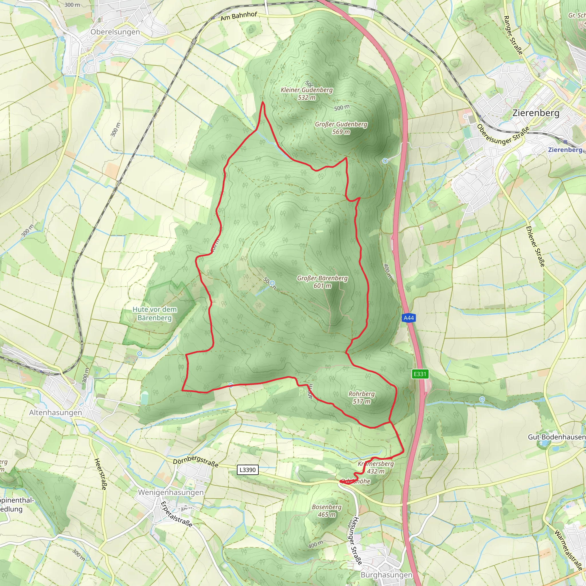Hessenweg 2 and Rohrberg Loop mobile static map