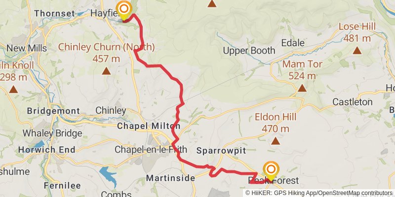Peak District Boundary Walk stage 2 Map