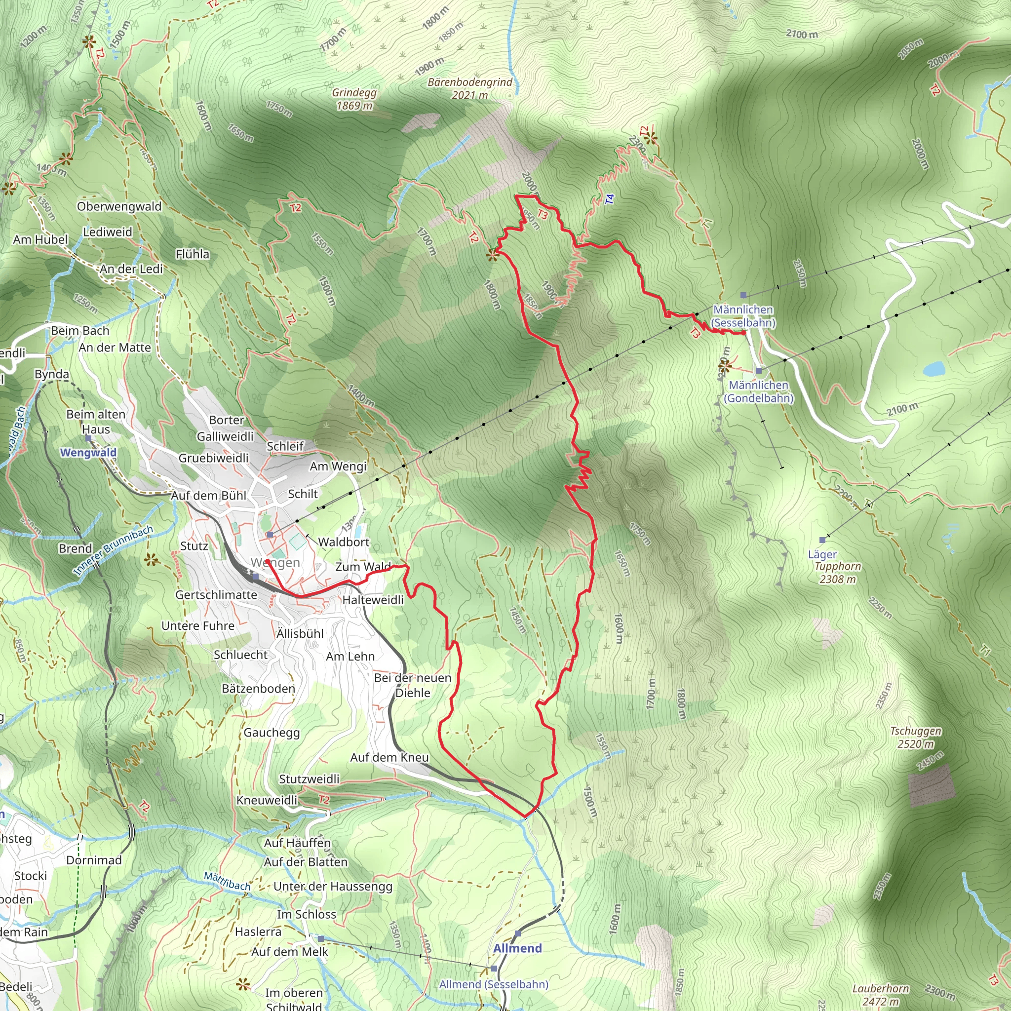 Wengen - Männlichen mobile static map