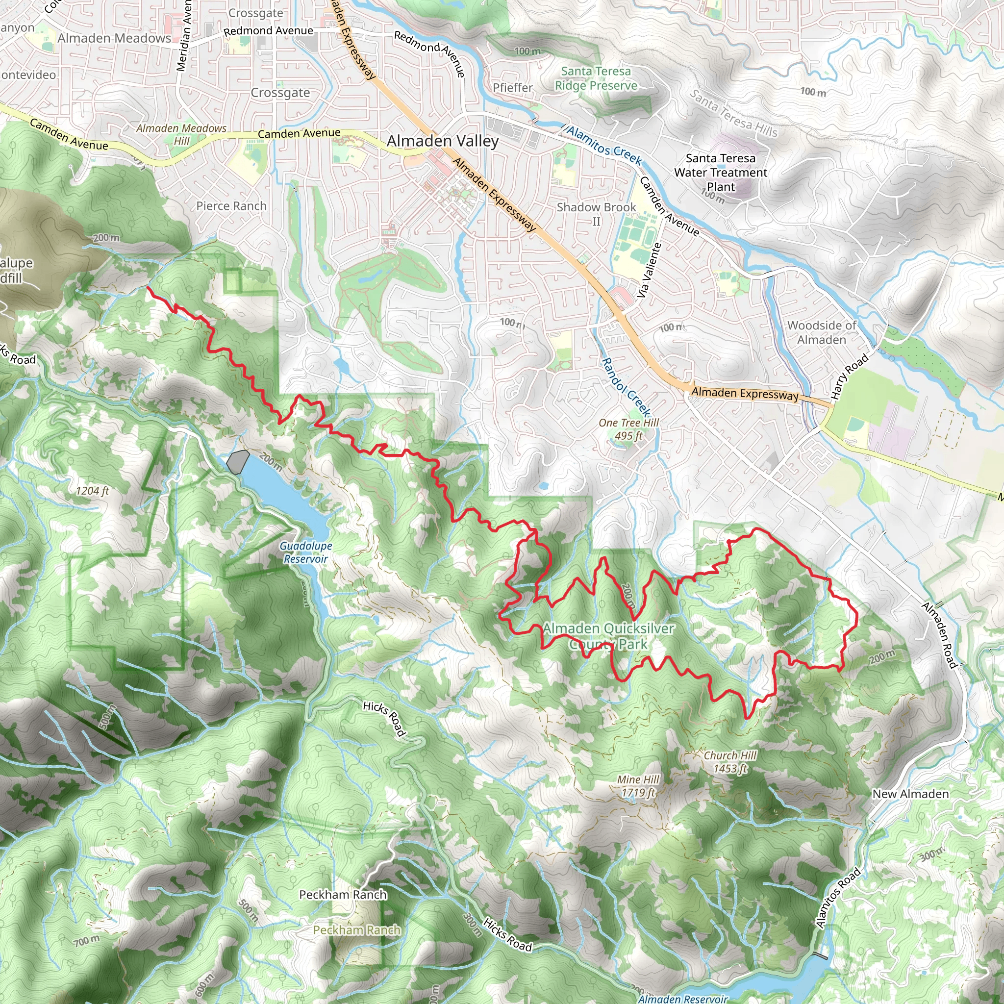 New Almaden and Randol Loop Trail mobile static map