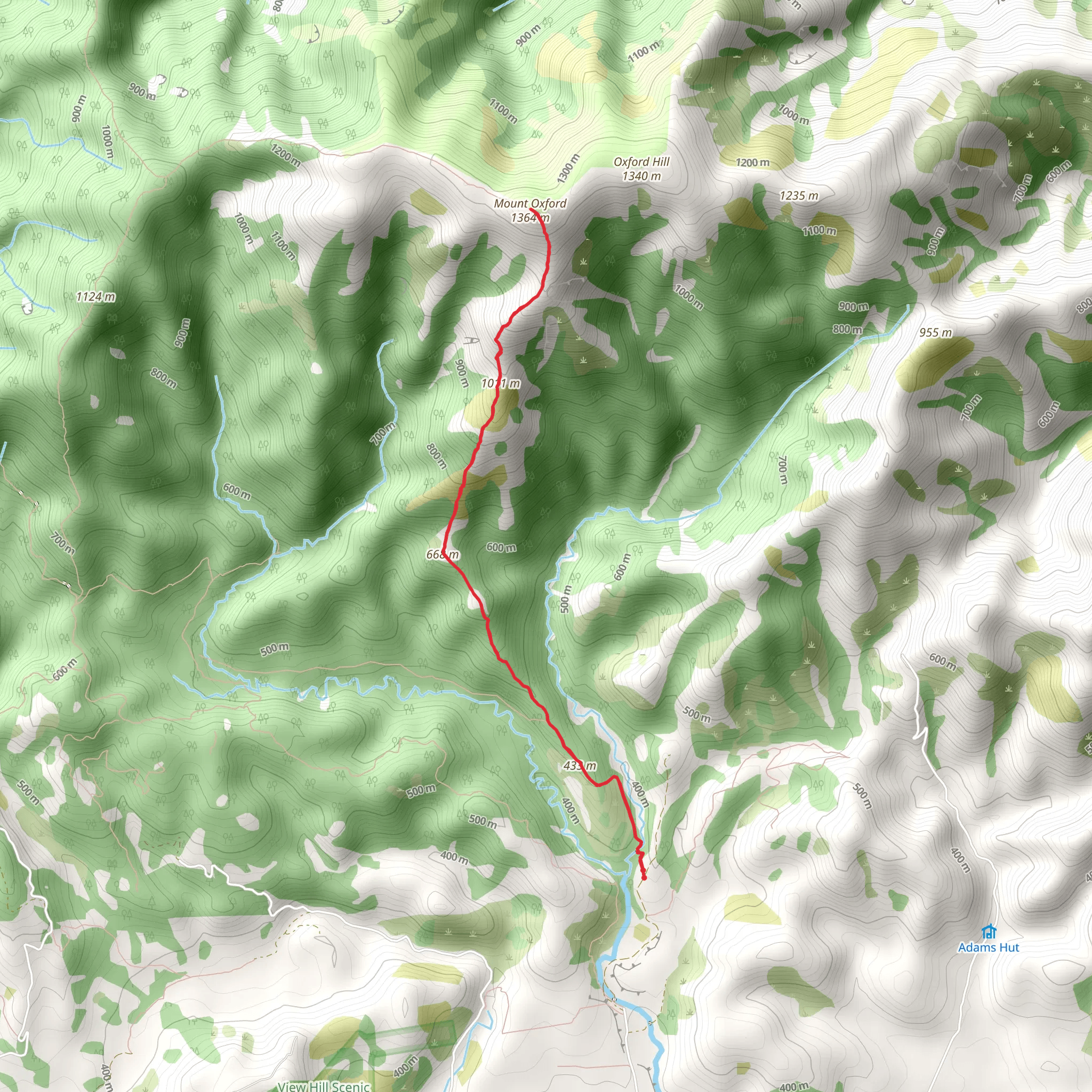 Mt Oxford Track - Coopers Creek Car Park to Mt Oxford mobile static map