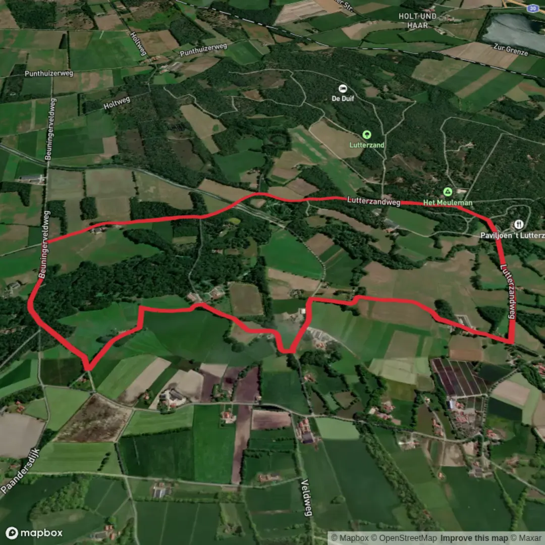 An image depicting the trail Kribbenbrug and Beverborgsbrug Loop and its surrounding area.