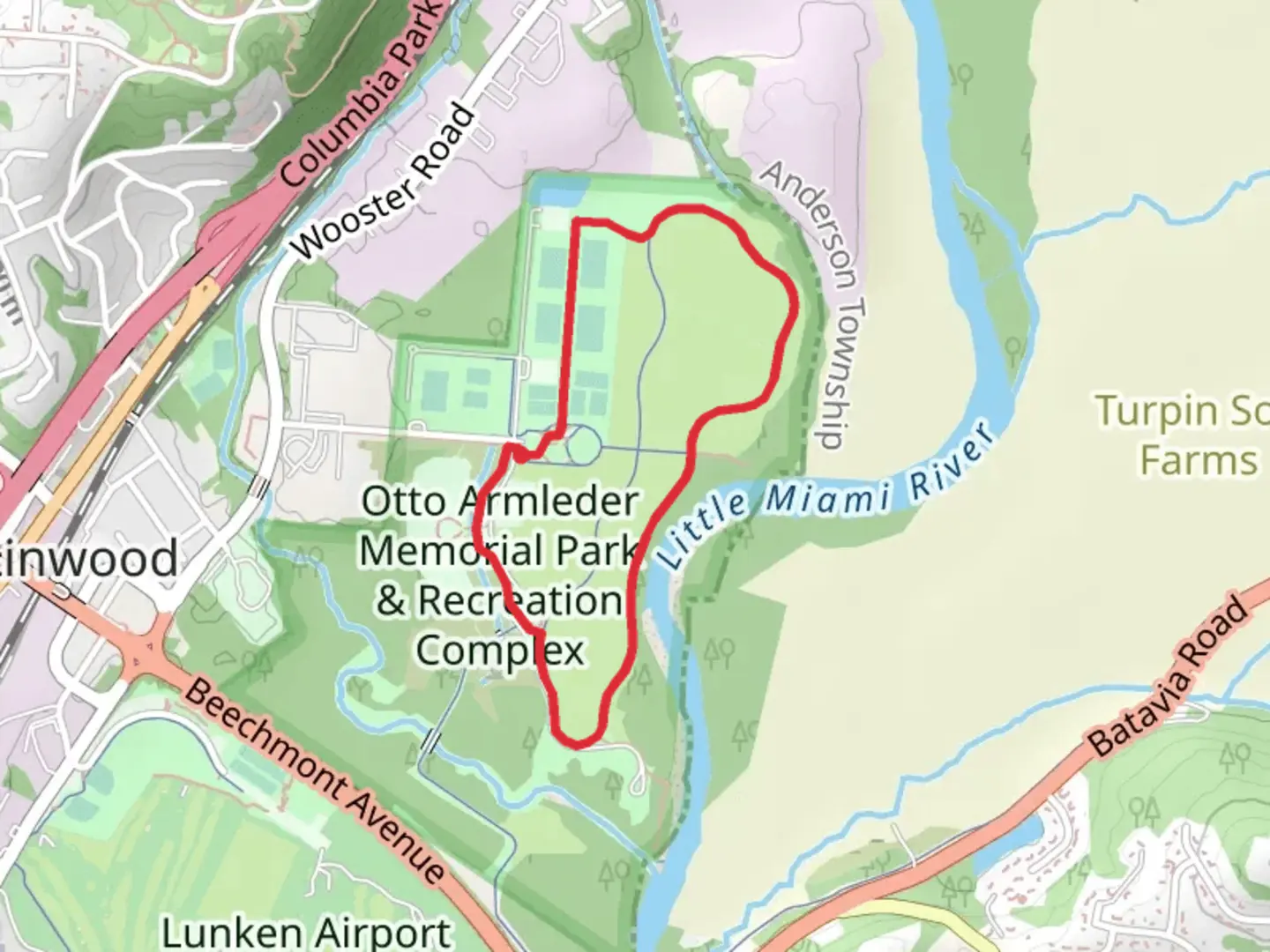 An image depicting the trail Armleder Trail Loop and its surrounding area.