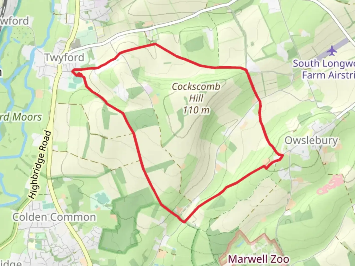 An image depicting the trail Twyford to Owslebury Loop Walk and its surrounding area.