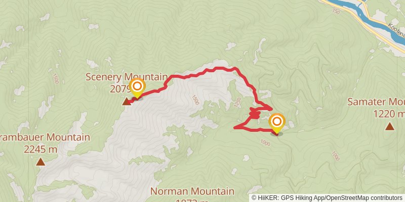 Scenery Mountain via Cedar Creek Trail stage 2 Map