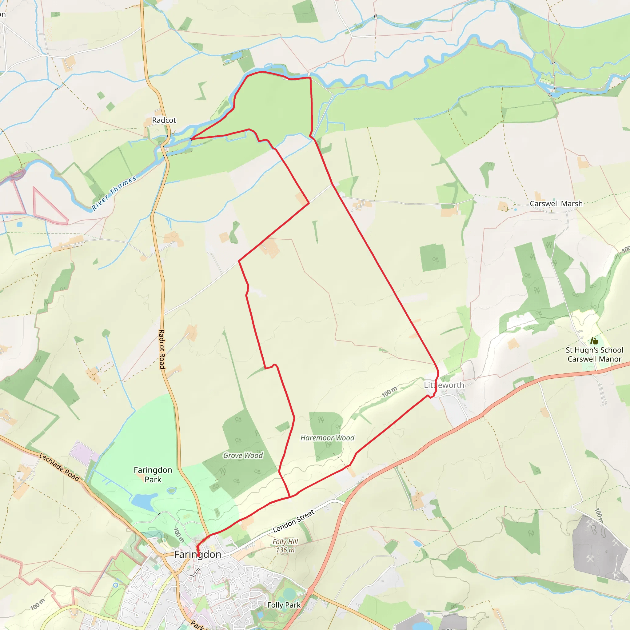 Faringdon - Radcot and Littleworth mobile static map