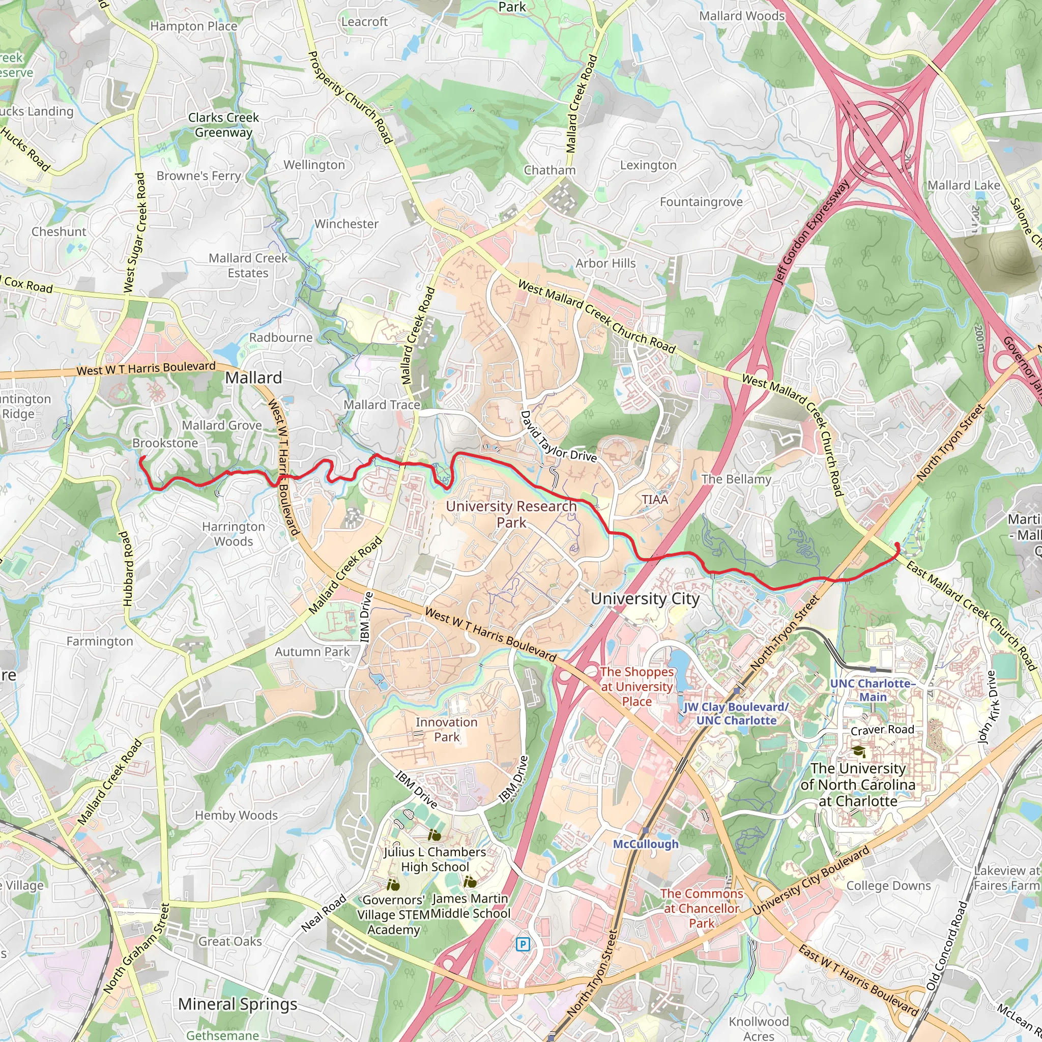 Mallard Creek Greenway mobile static map
