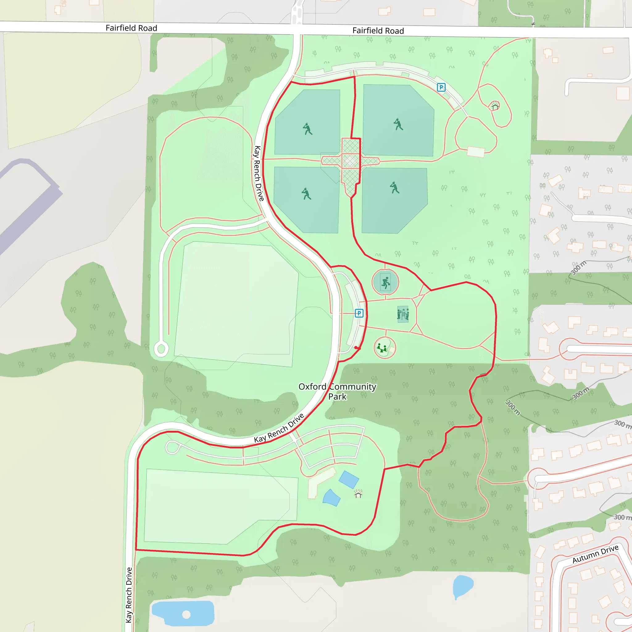Oxford Community Park Loop mobile static map