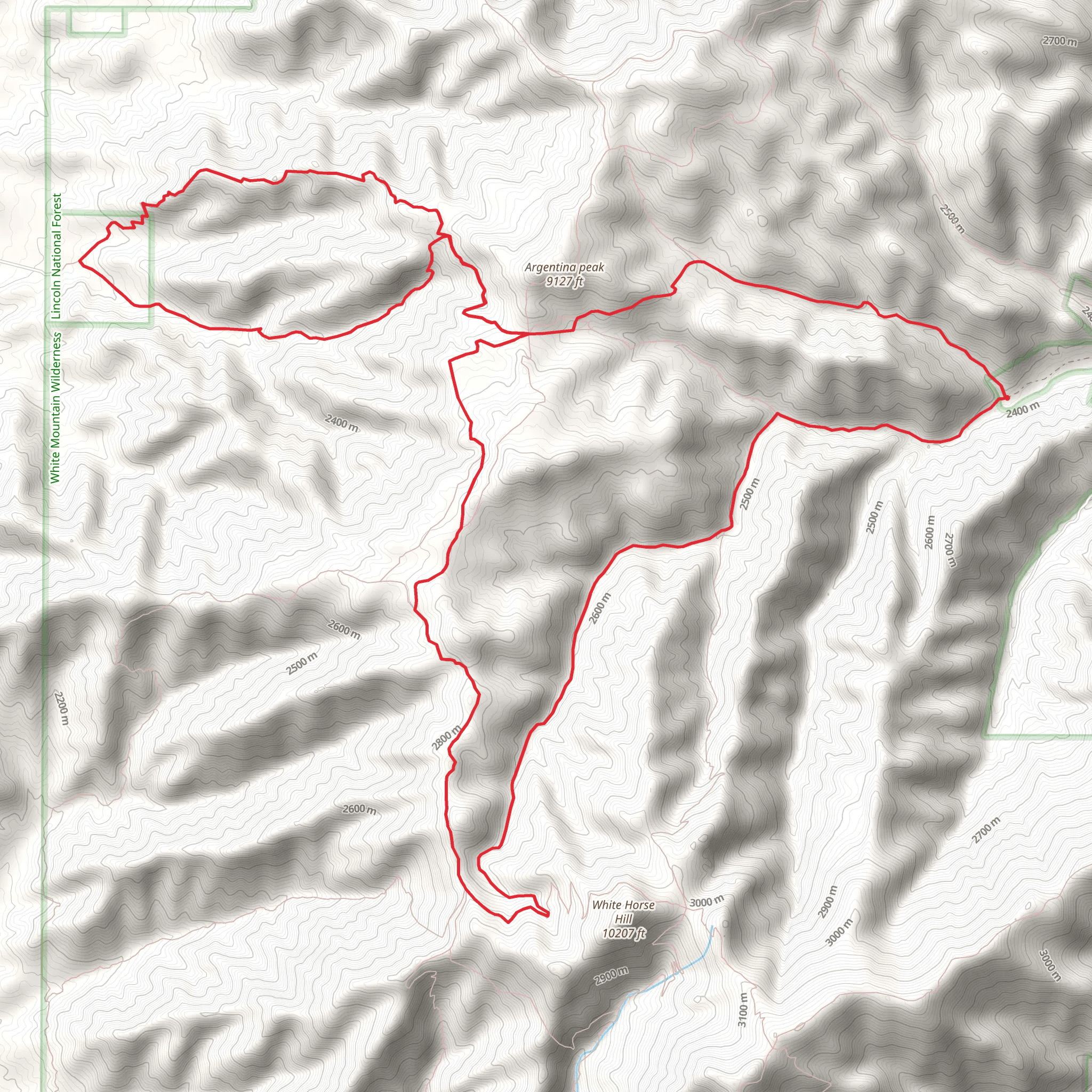 Big Bonito, Crest, Doherty Ridge and Argentina Canyon Loop Trail mobile static map