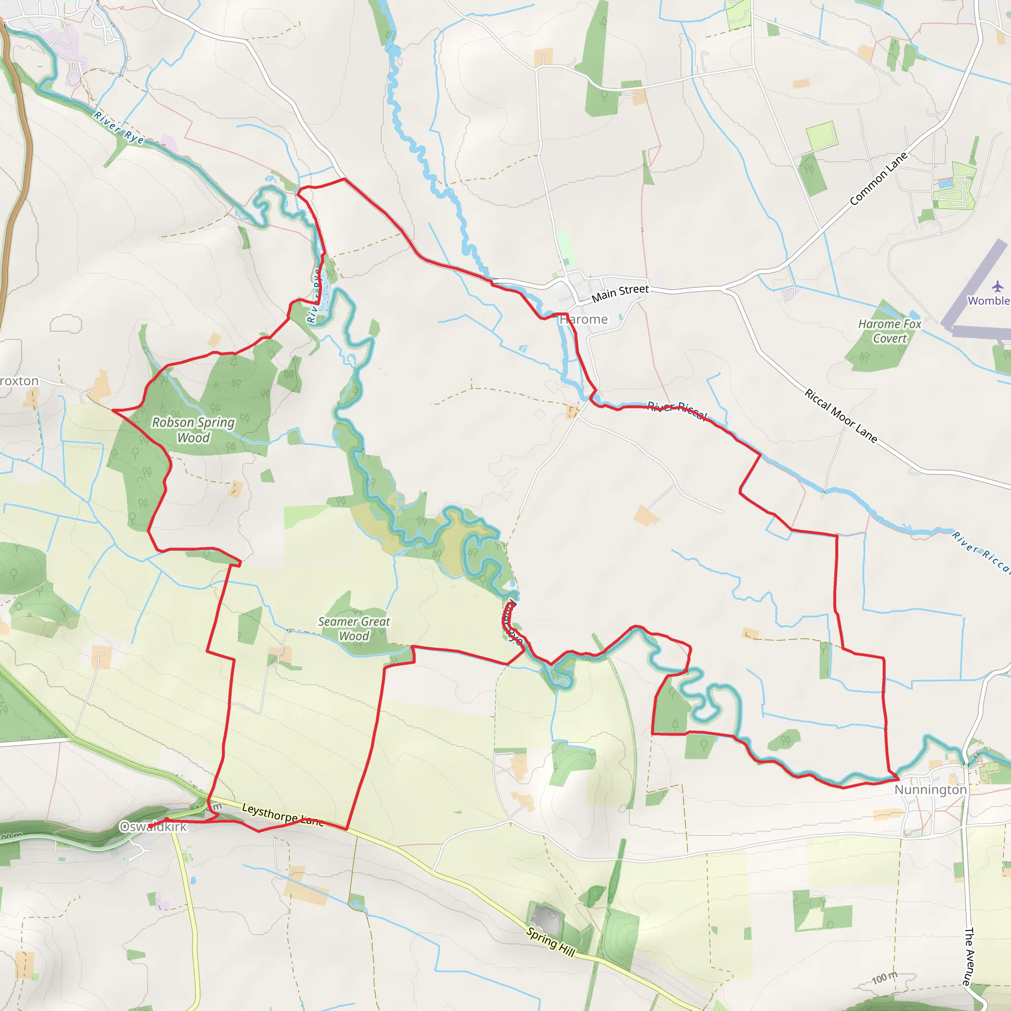 Nunnington and Harome from Oswaldkirk mobile static map