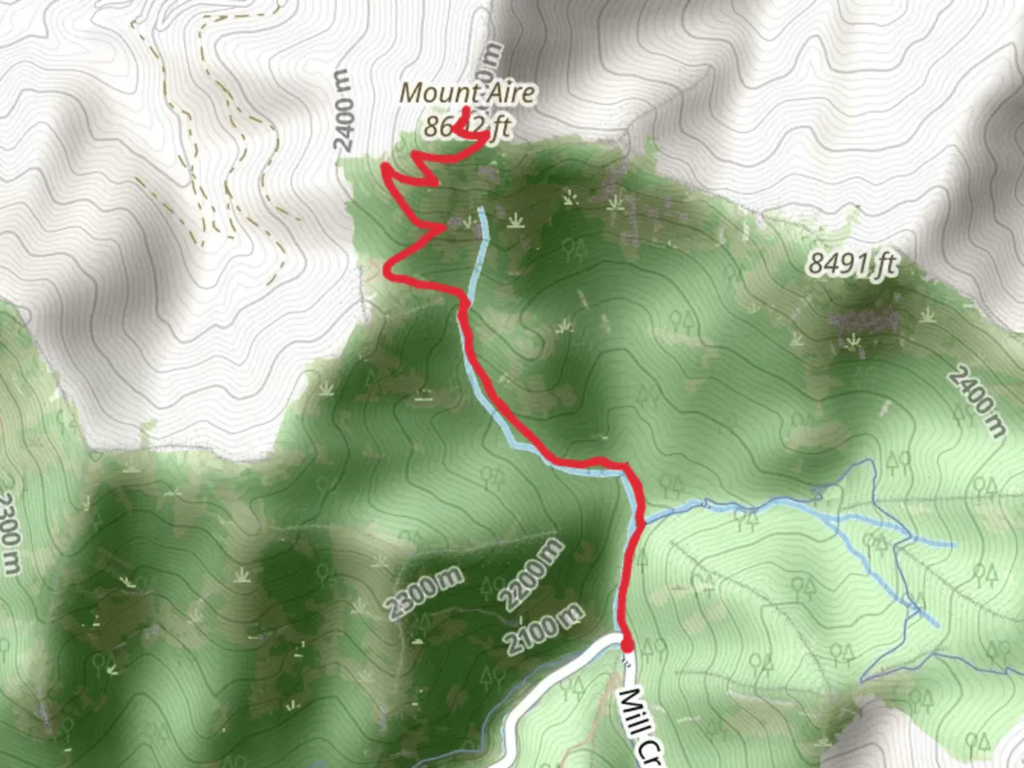 An image depicting the trail Mount Aire Trail and its surrounding area.