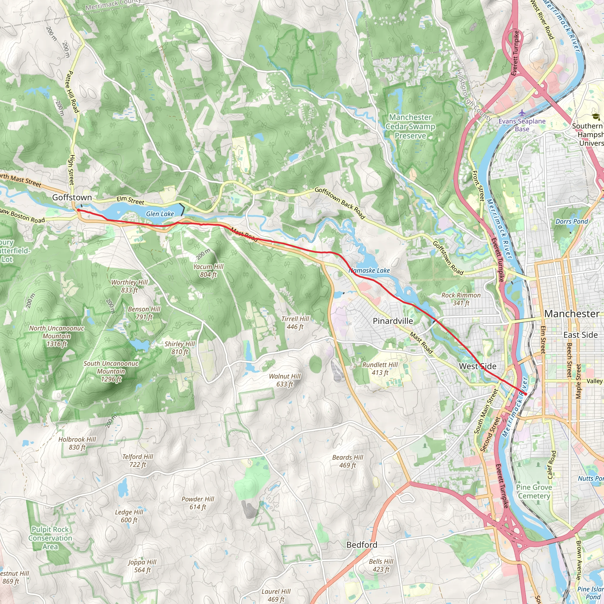 Goffstown Rail and Piscataquog Trail mobile static map
