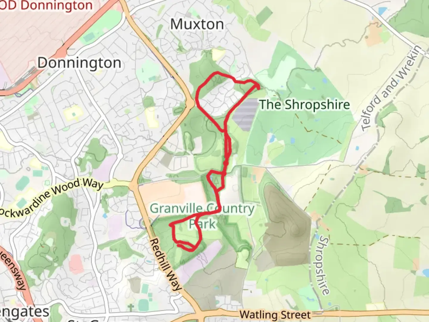 An image depicting the trail Granville Country Park and Shafts Loop and its surrounding area.