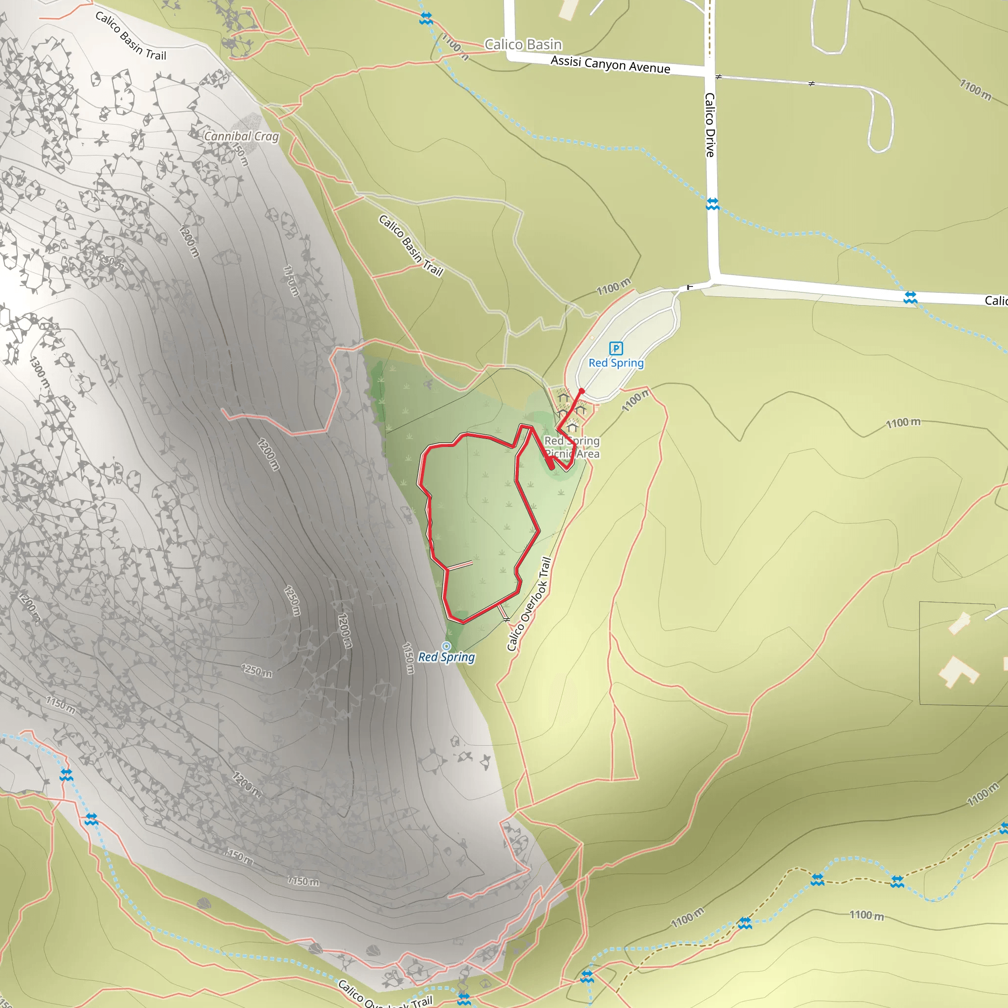 Calico Basin Walking Path Loop mobile static map