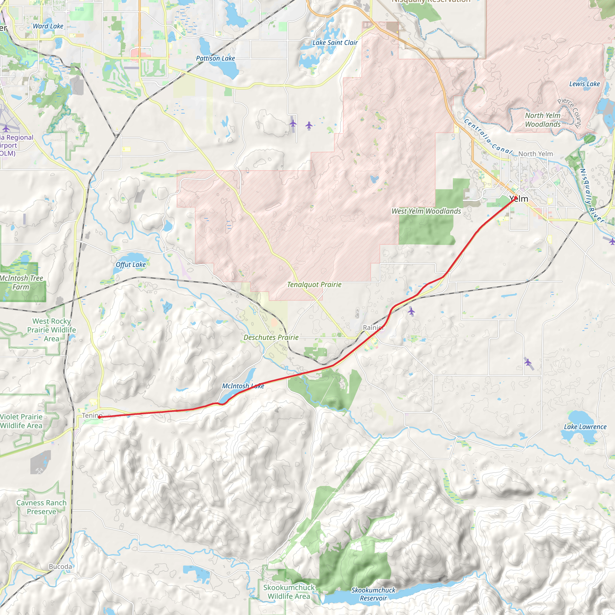 Yelm Tenino Trail mobile static map