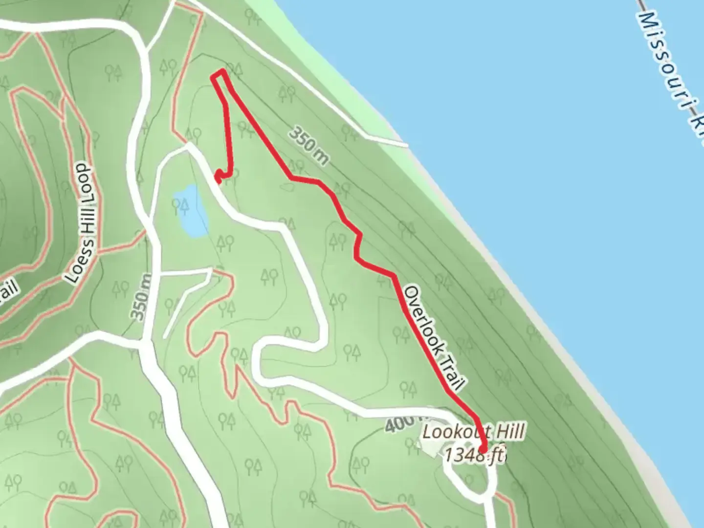 An image depicting the trail Lookout Hill and its surrounding area.