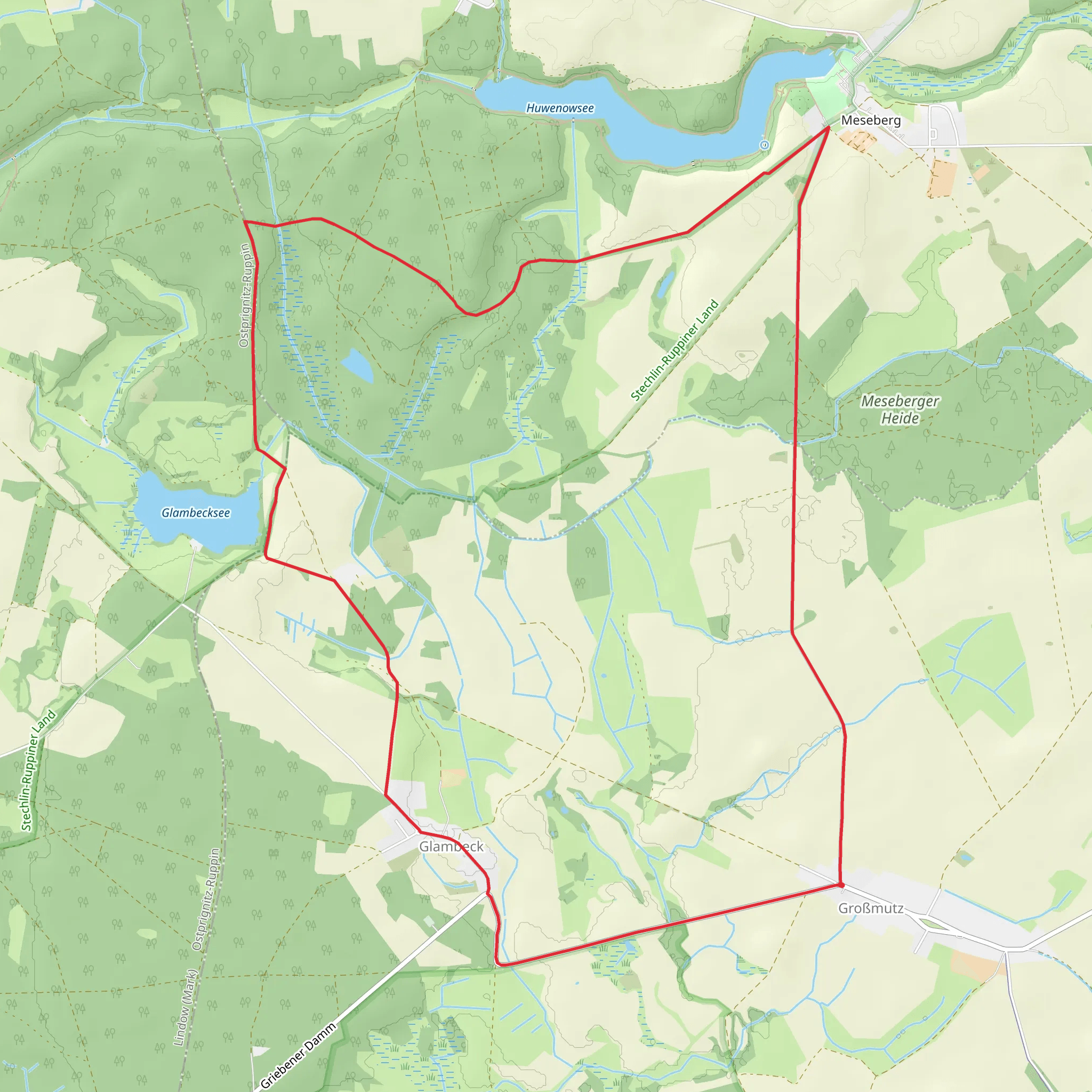 Glambeck, Glambecksee and Muhlensee Loop mobile static map