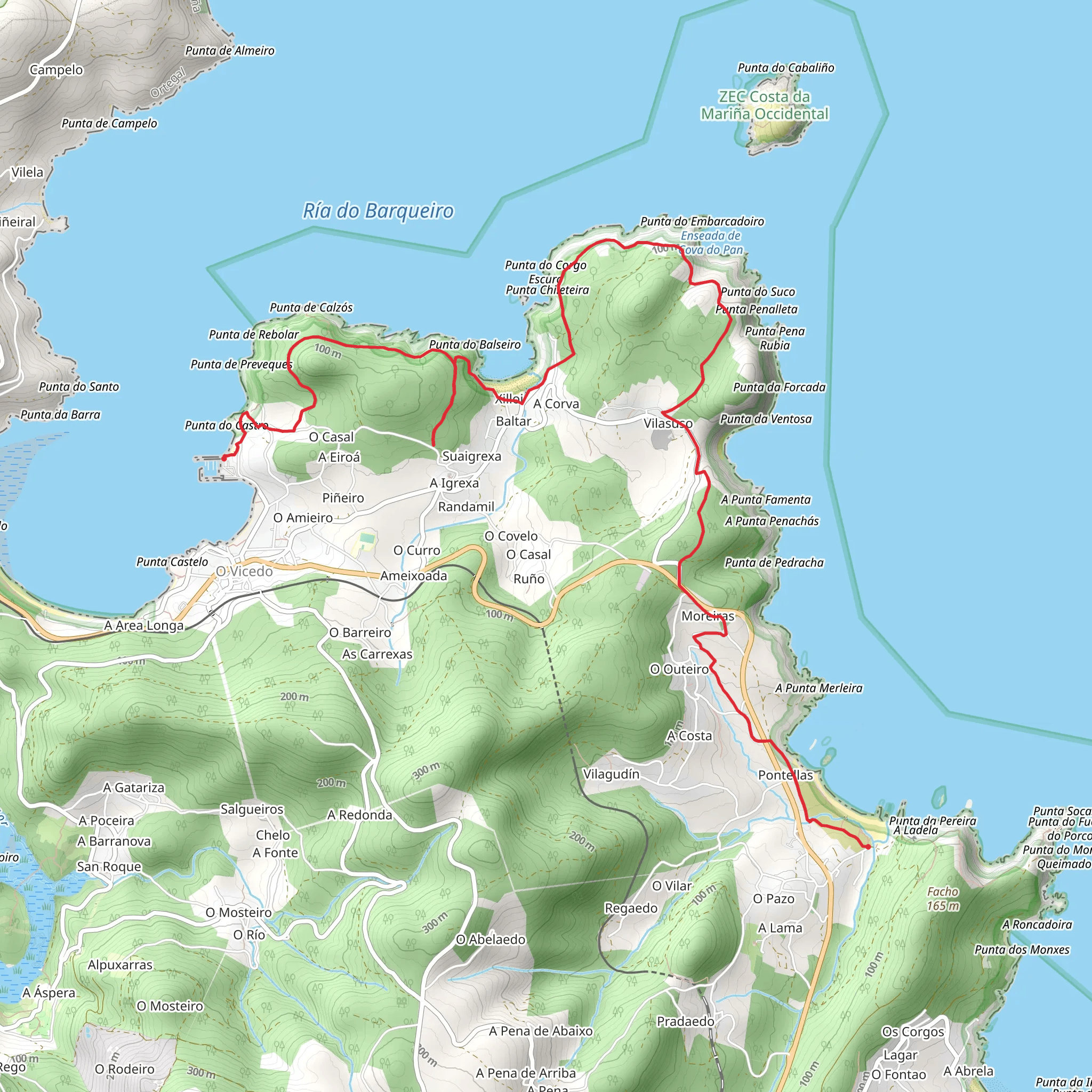 O Vicedo Coast Route PR G 156 mobile static map