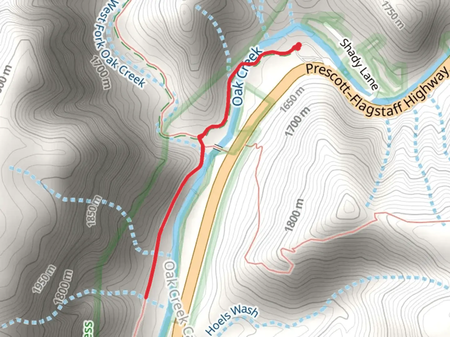 An image depicting the trail Oak Creek via West Fork Trail and its surrounding area.