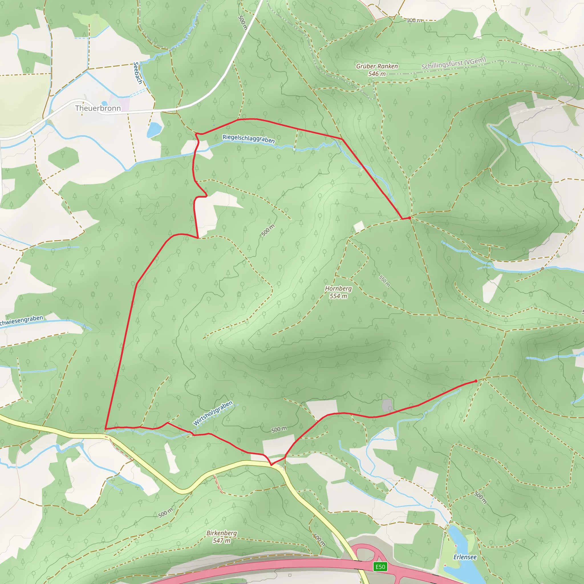 Klosterkreutholz and Forlwald Horseshoe Walk mobile static map