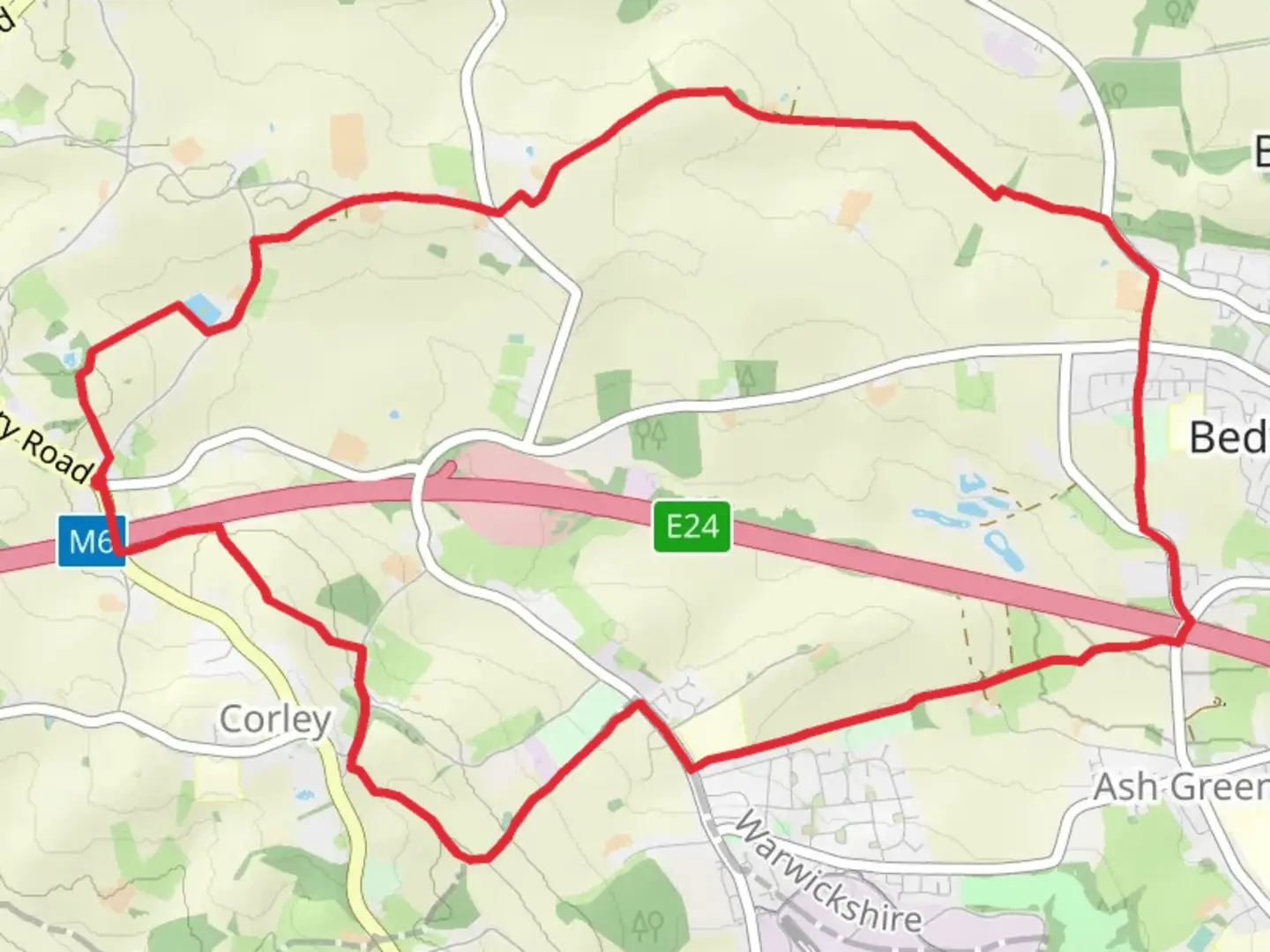 An image depicting the trail Corley Ash to Bedwoth Heath Loop and its surrounding area.