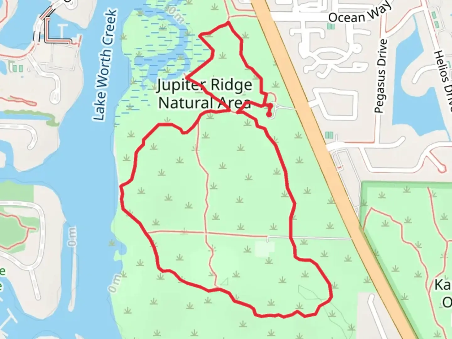 An image depicting the trail Jupiter Ridge Natural Area Loop and its surrounding area.