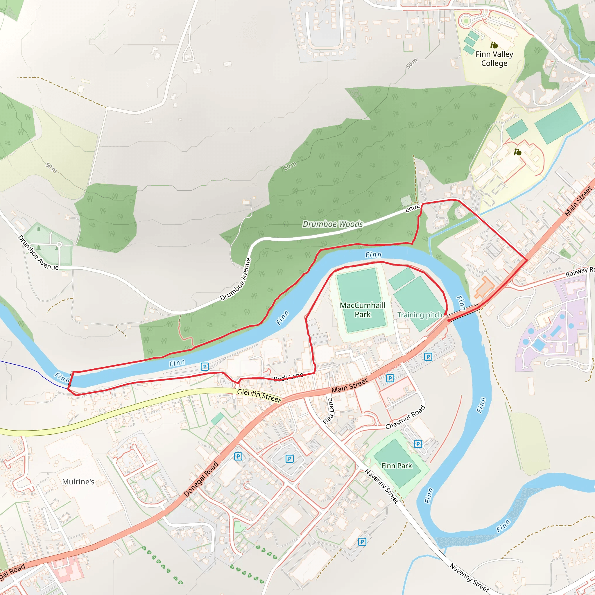 Riverside Walk and Drumboe Trail mobile static map