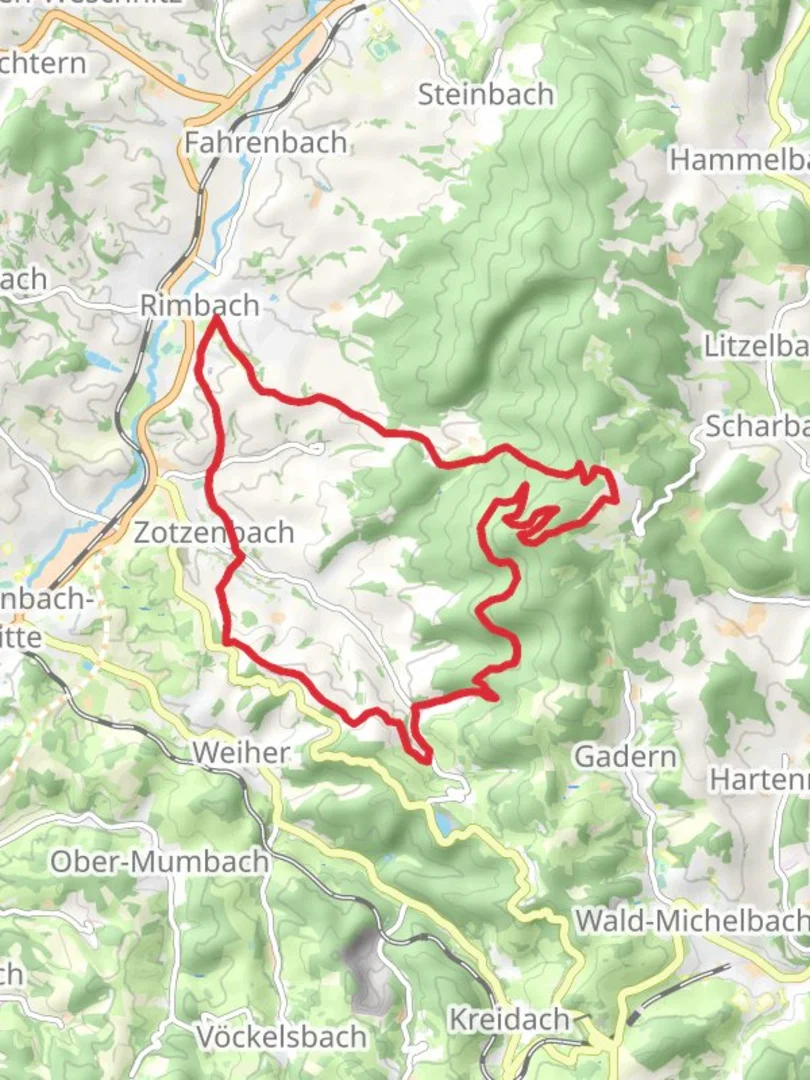 An image depicting the trail Rimbach and Unter Mengelbach Loop and its surrounding area.