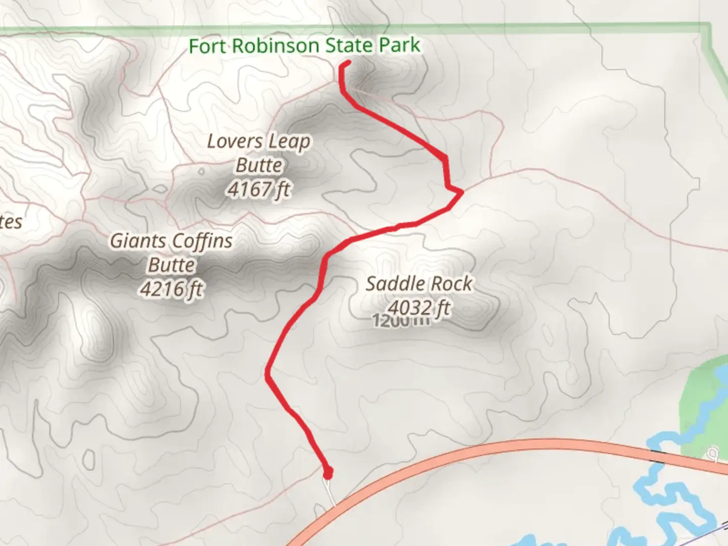 An image depicting the trail Wagon Wheel and Lovers Leap Trail and its surrounding area.