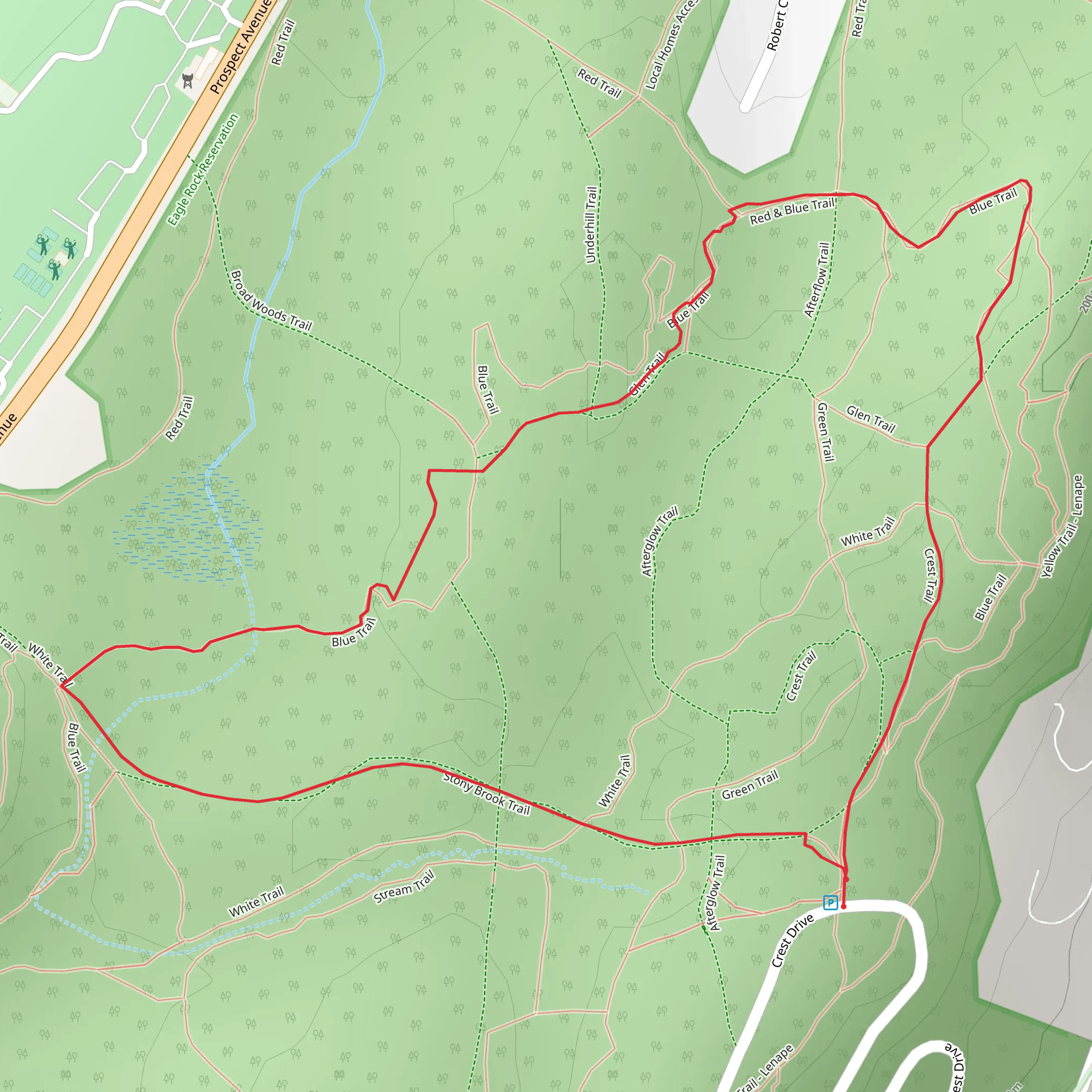 Blue Trail and Lenape Loop Trail mobile static map