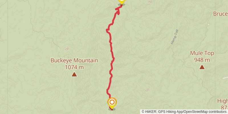 Jacks River to Cowpen Mountain alt 2 Map