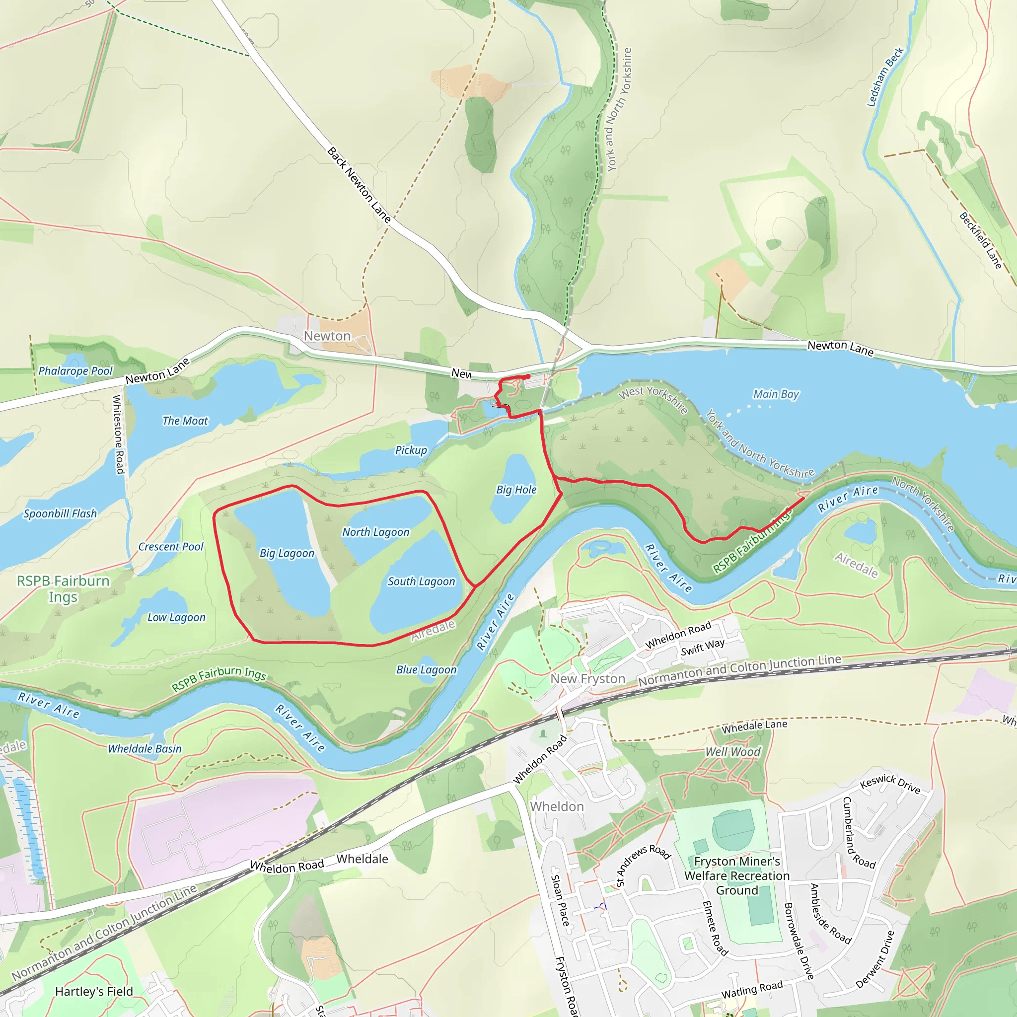 RSBP Fairburn Ings and Fairburn Ings Nature Reserve Loop mobile static map