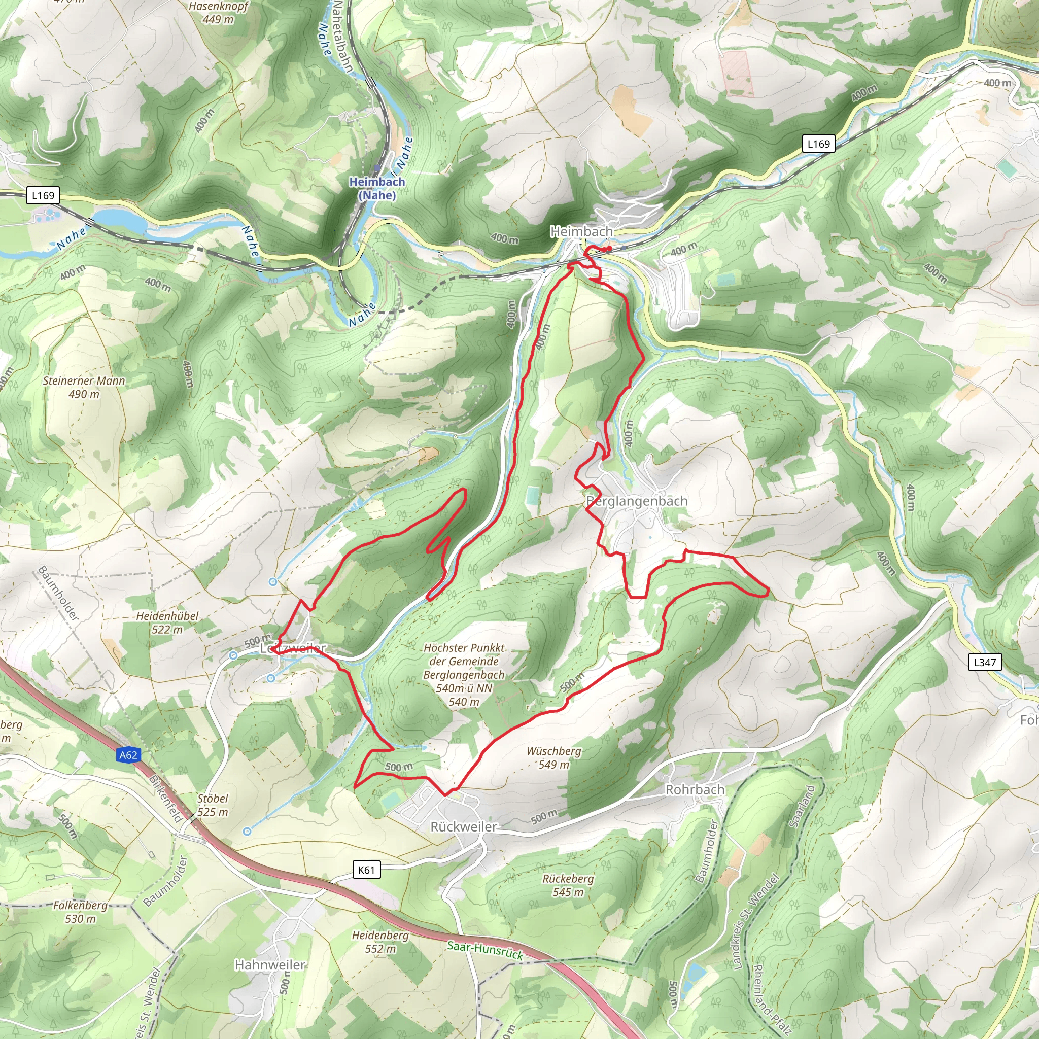 Heimbach to Leitzweiler Loop mobile static map