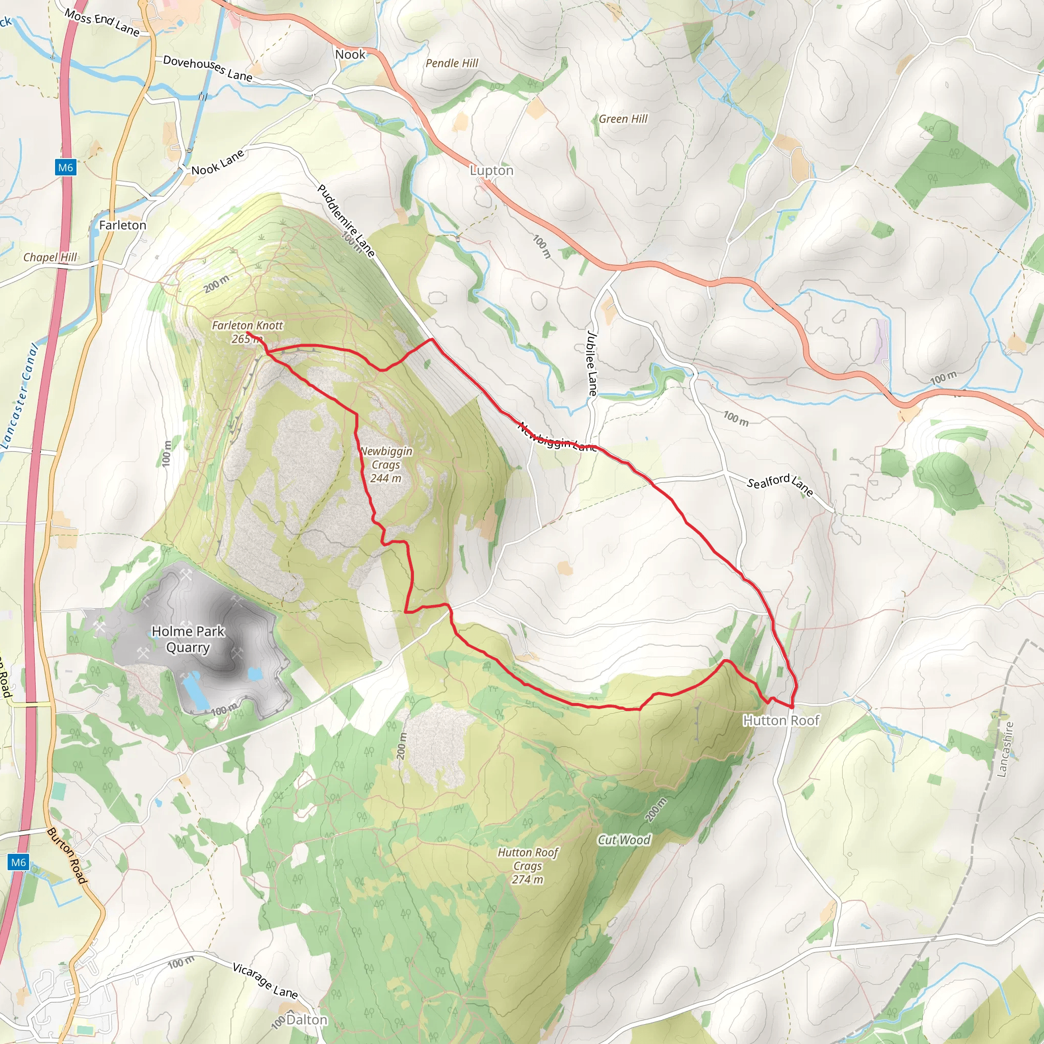 Hutton Roof Crags and Farleton Fell Loop mobile static map