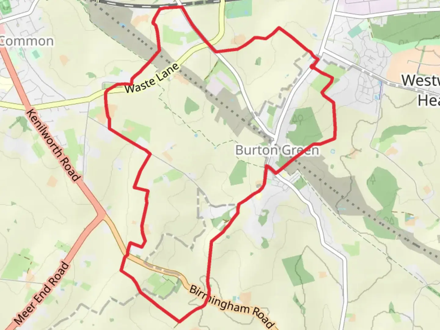 An image depicting the trail Burton Green Loop - West and its surrounding area.