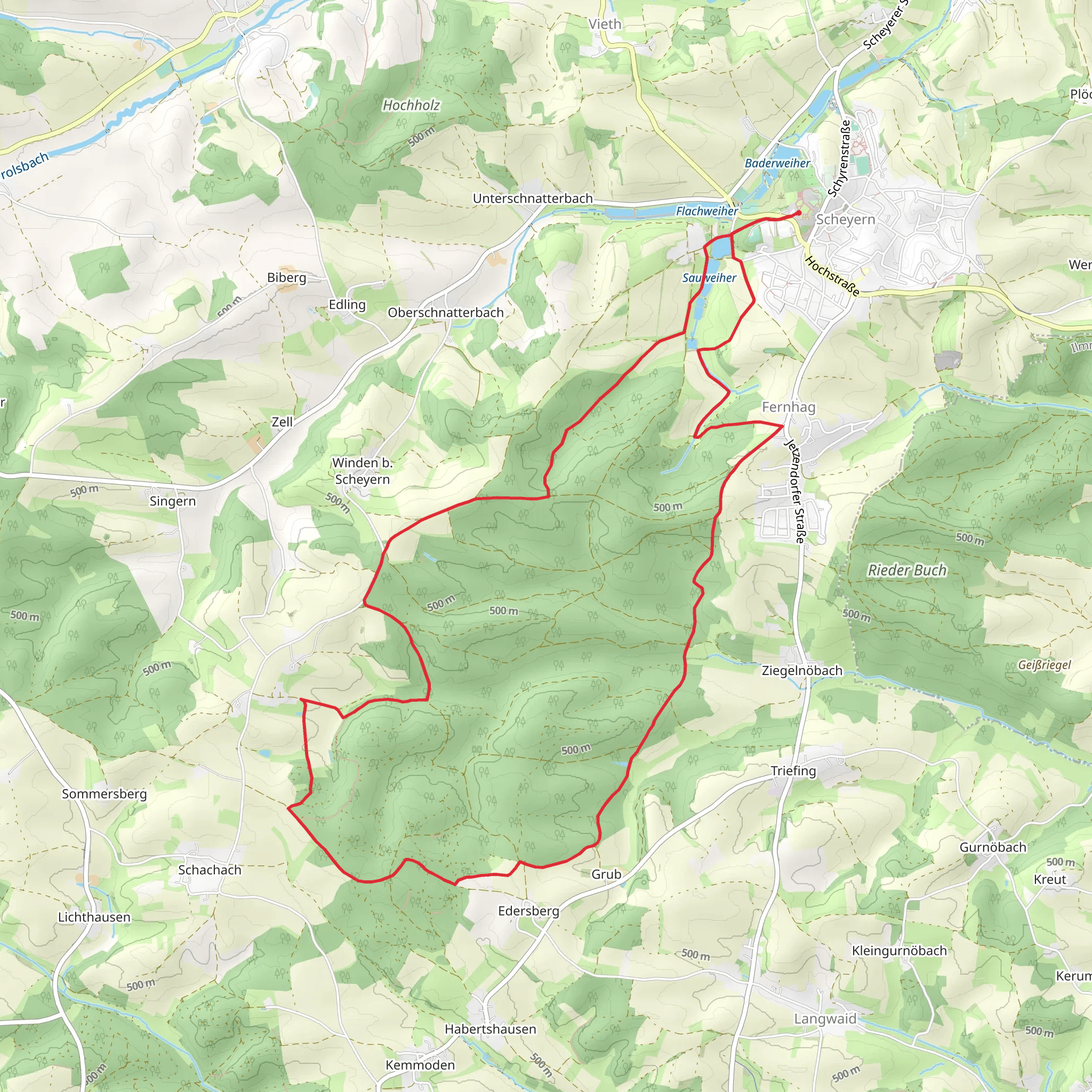 Kloster Scheyern, Schloßberg and Scheyern Loop via Akazienweg mobile static map