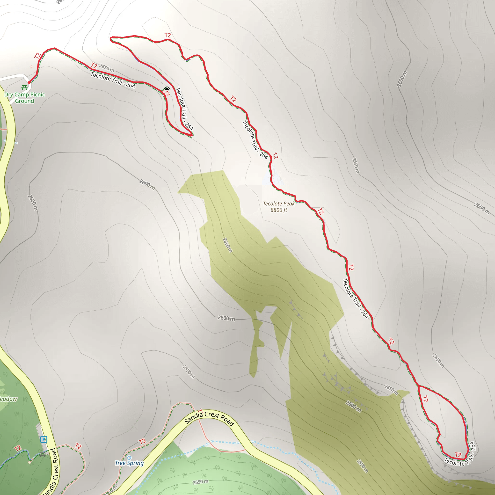 Tecolote Peak Trail mobile static map