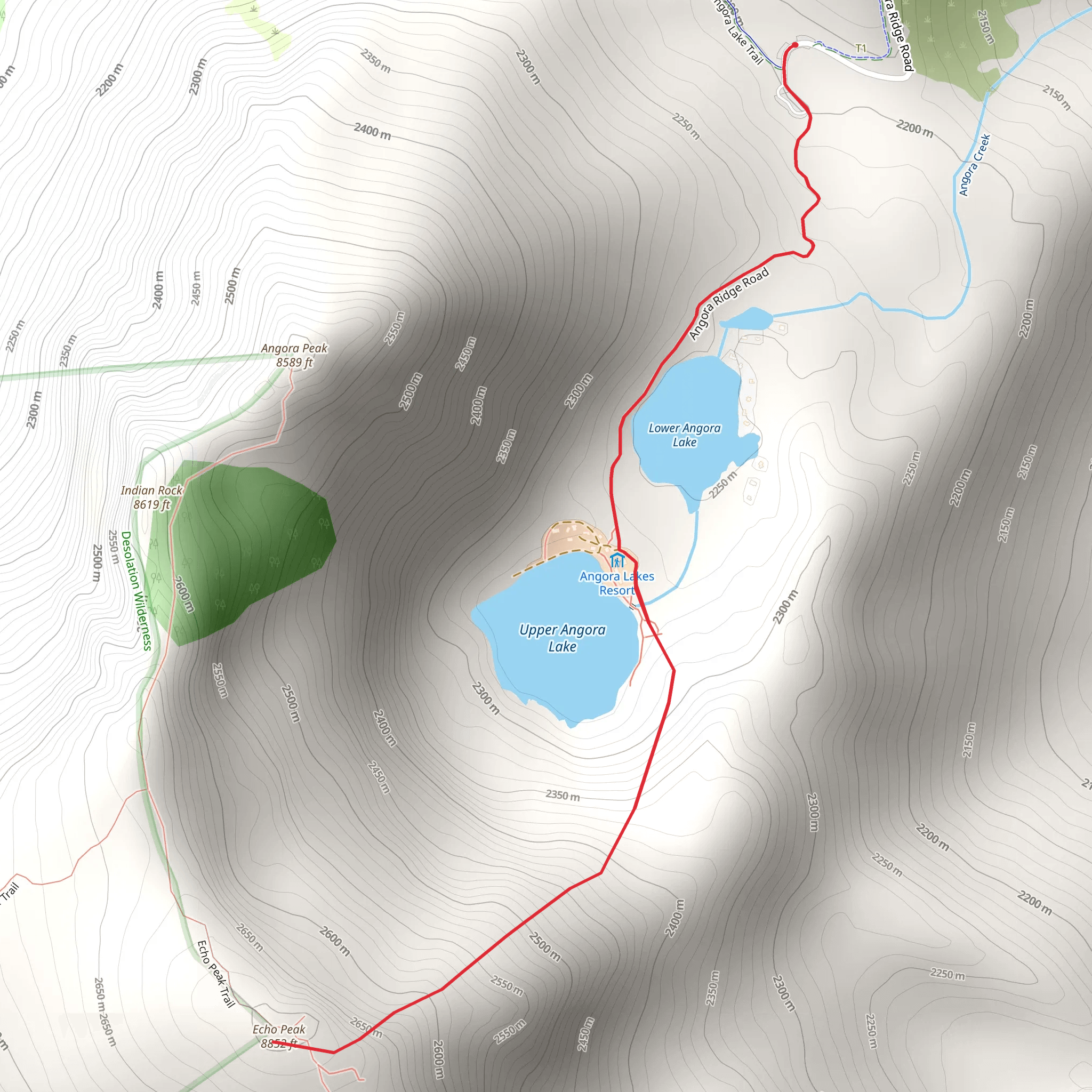 Echo Peak Upper and Lower Angora Lake mobile static map