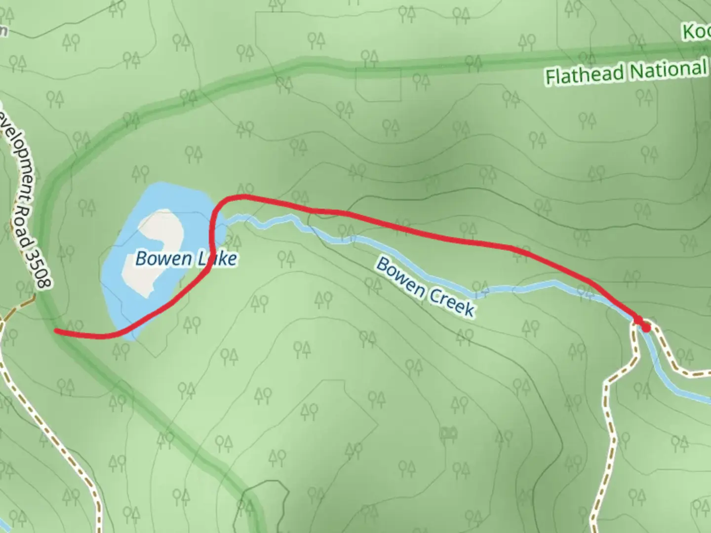 An image depicting the trail Bowen Lake Trail and its surrounding area.