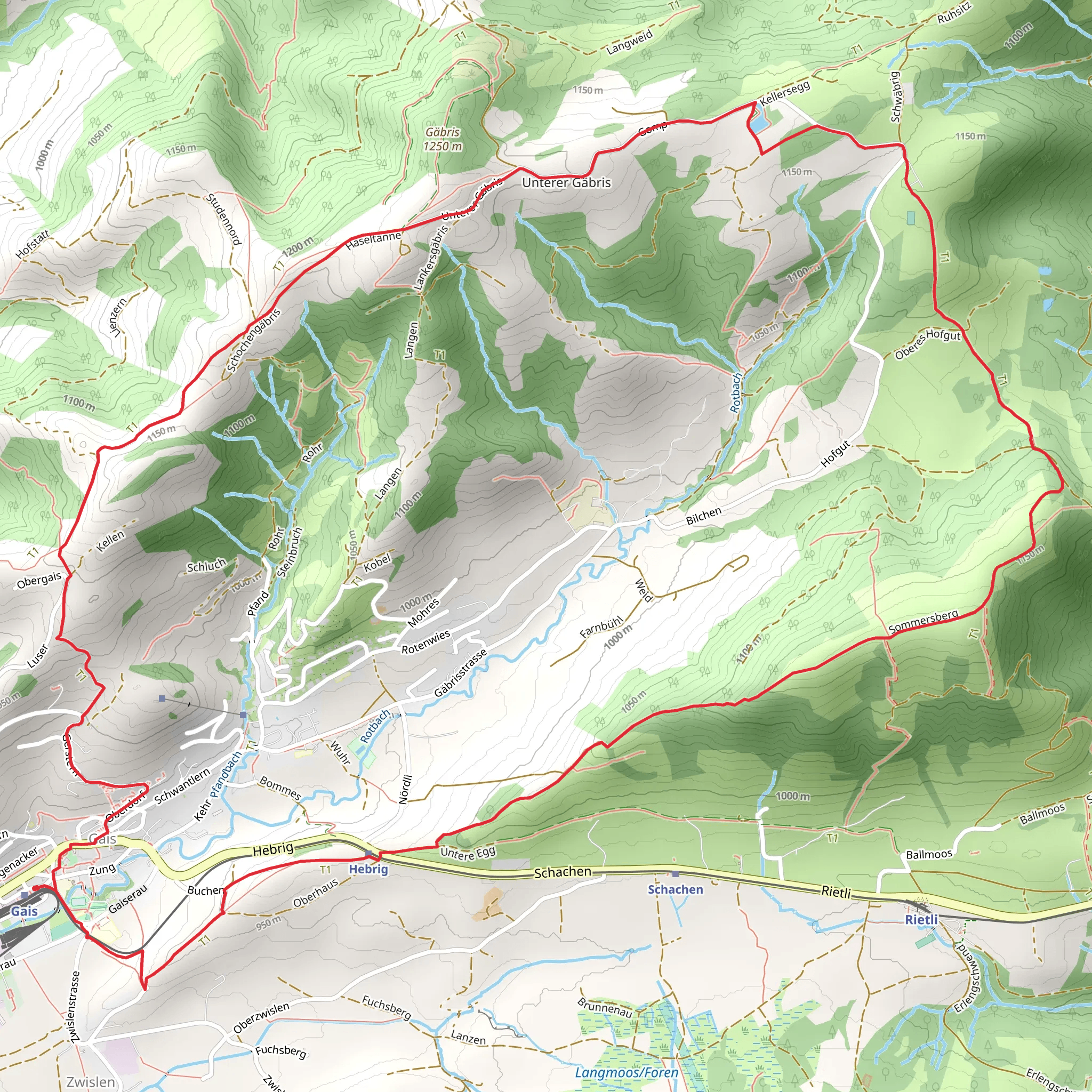 Gais – Gäbris – Gais mobile static map