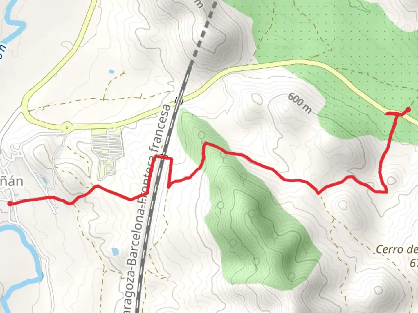 An image depicting the trail Hermitage and Tower of Sabinan SL Z 25 and its surrounding area.