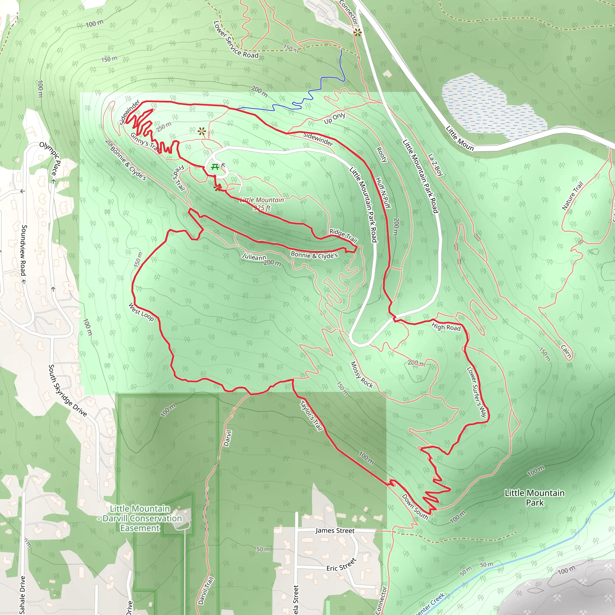 Little Mountain, Taylor's and Huff-n-Puff Loop Trail mobile static map