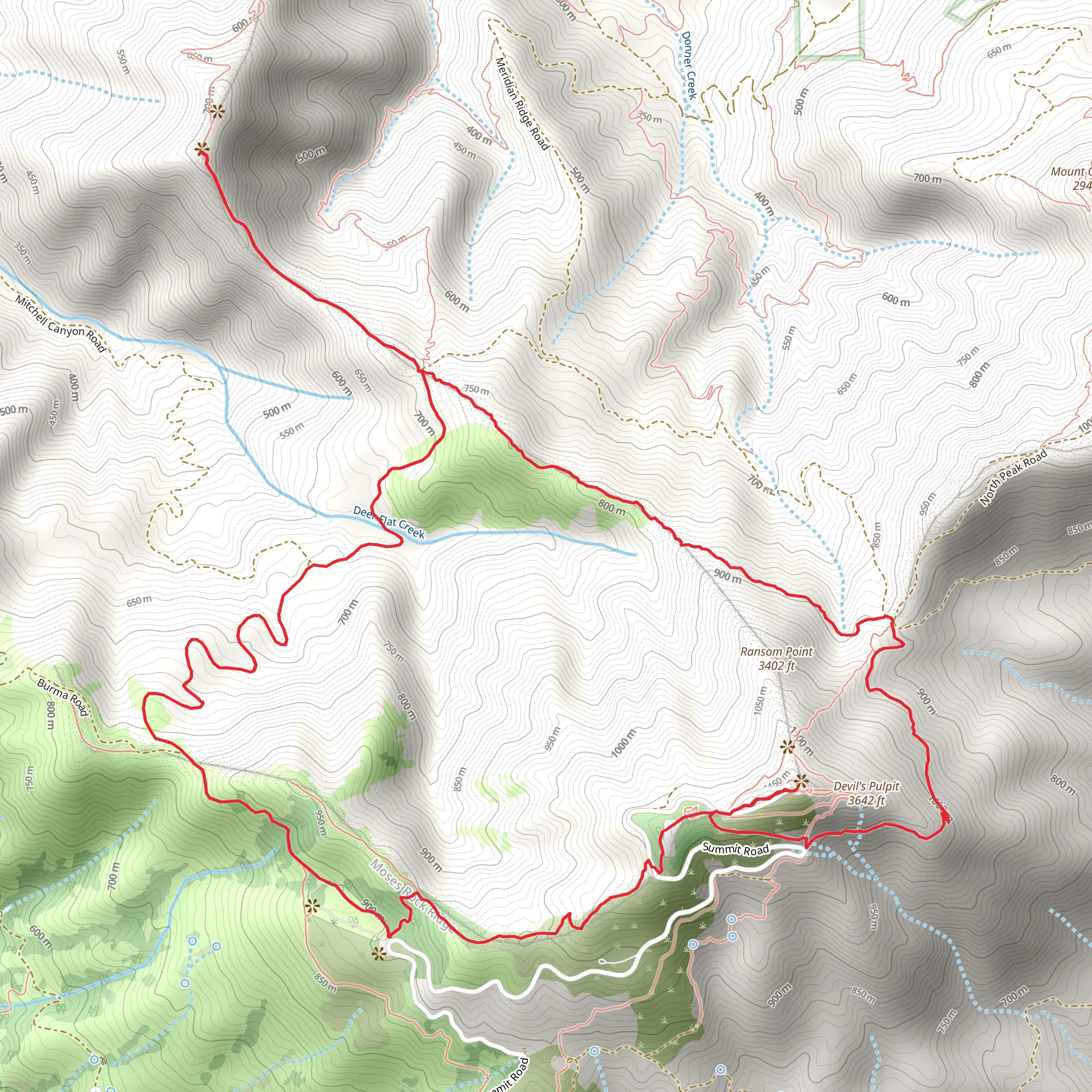 Eagle Peak, Prospector's Gap and Mount Diablo Loop mobile static map