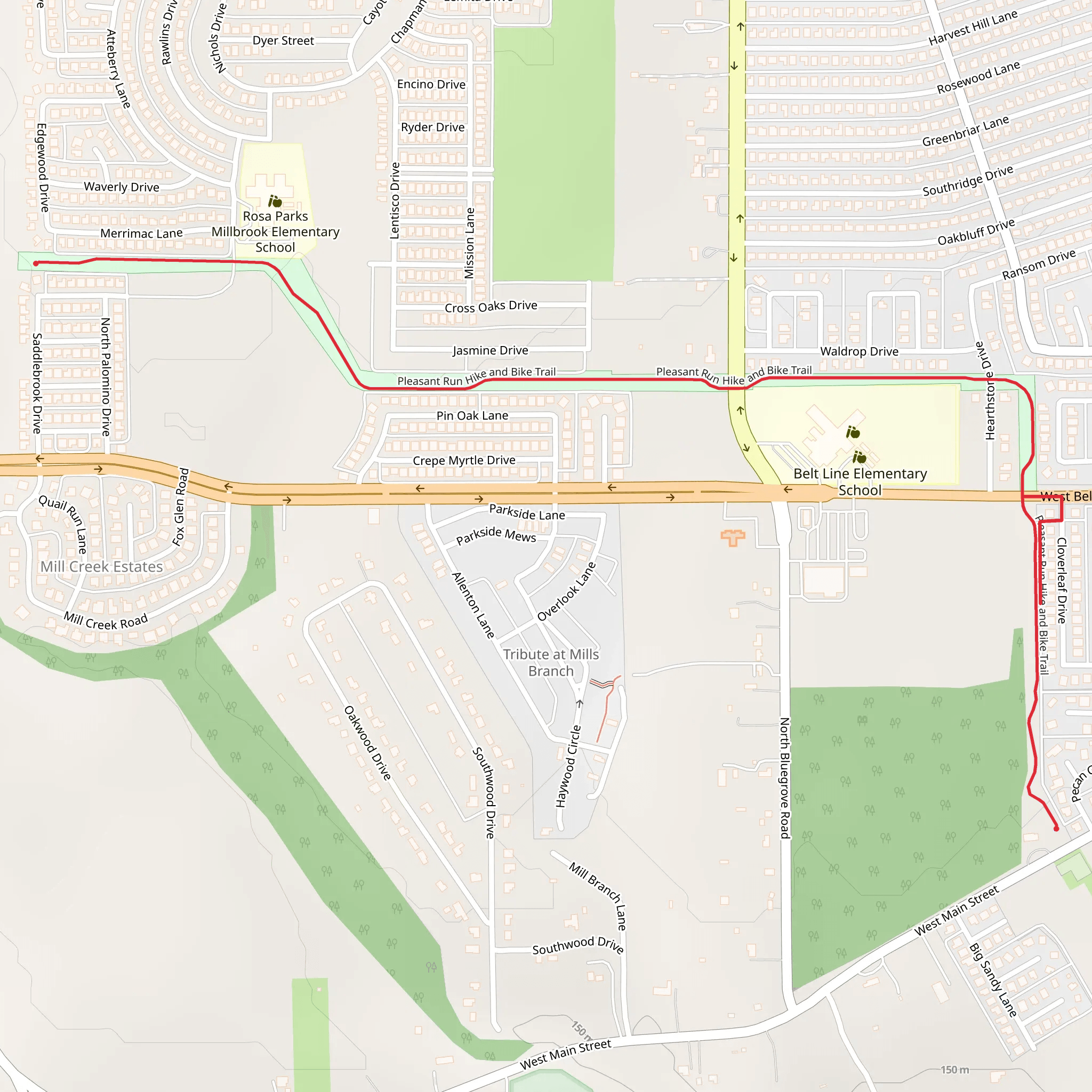 Pleasant Run Hike Trail mobile static map