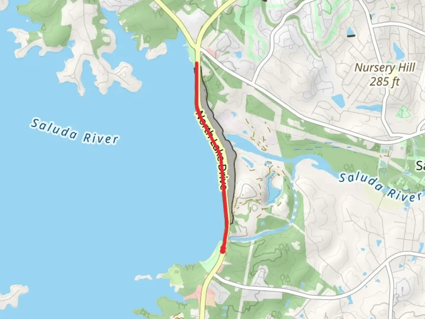 An image depicting the trail North Lake Drive - Saluda River and its surrounding area.