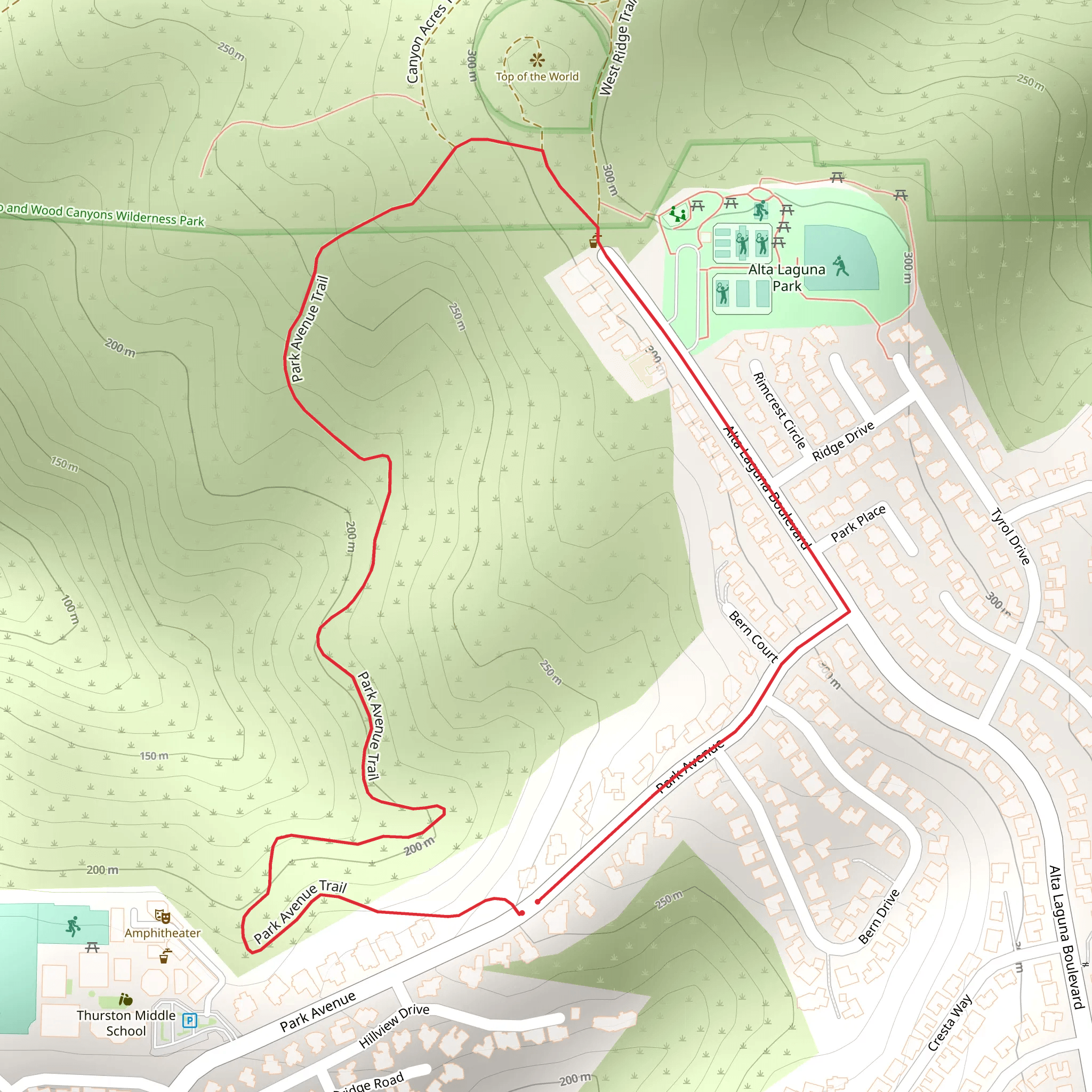 Park Avenue Loop Trail mobile static map