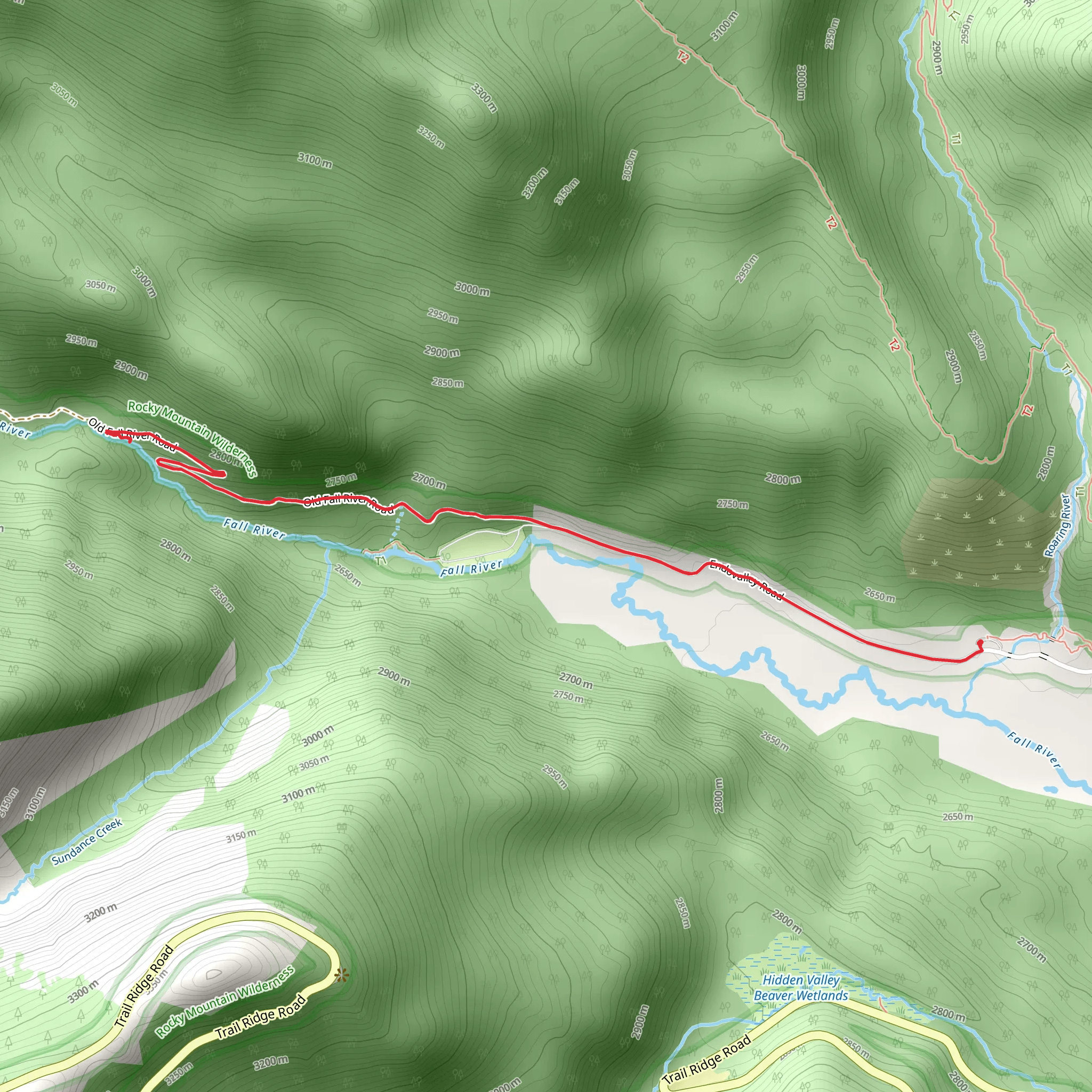 Old Fall River Road mobile static map
