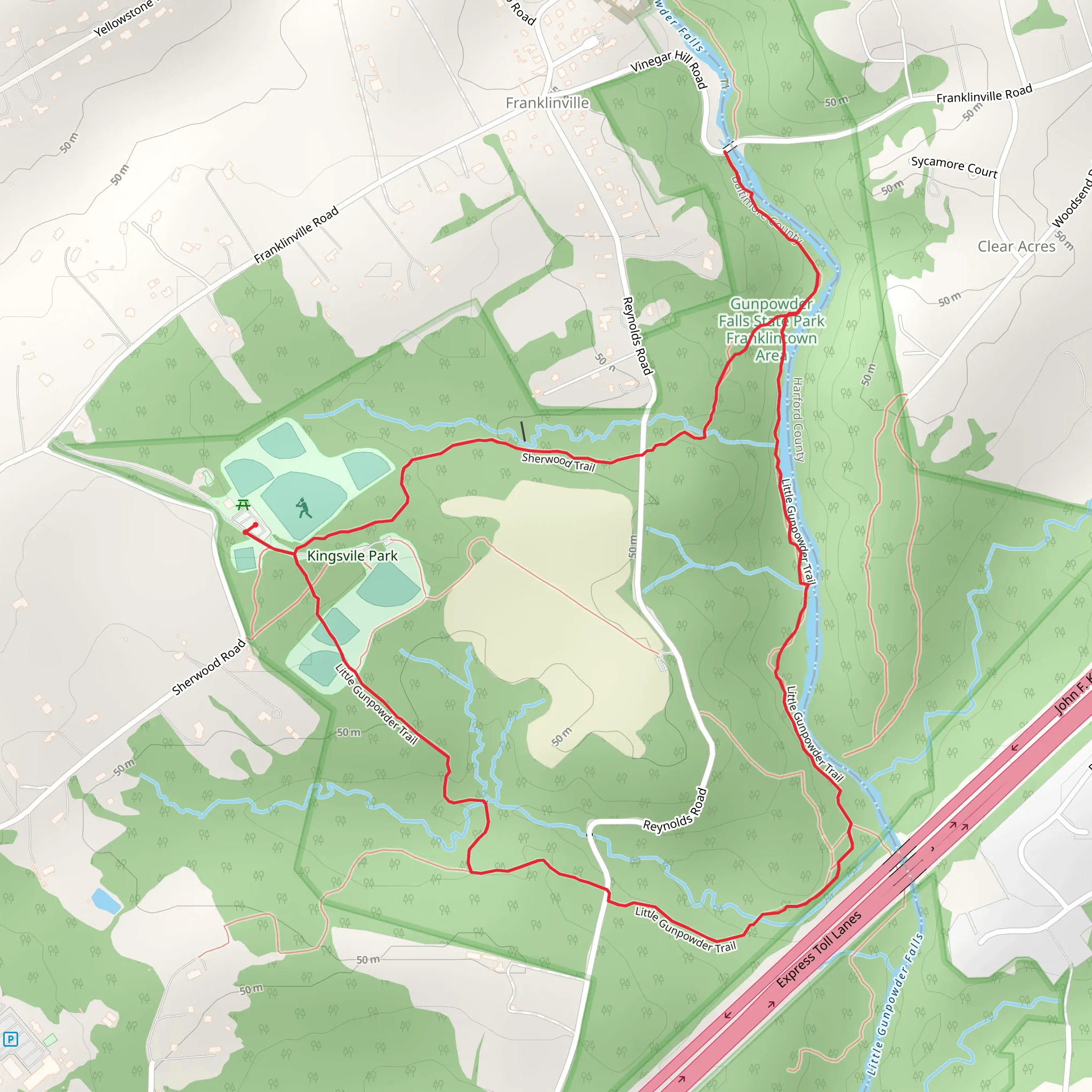 Sherwood Road Little Gunpowder Loop Trail mobile static map
