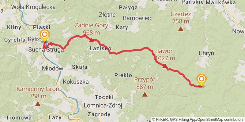 Main Beskid Trail stage 15 Map