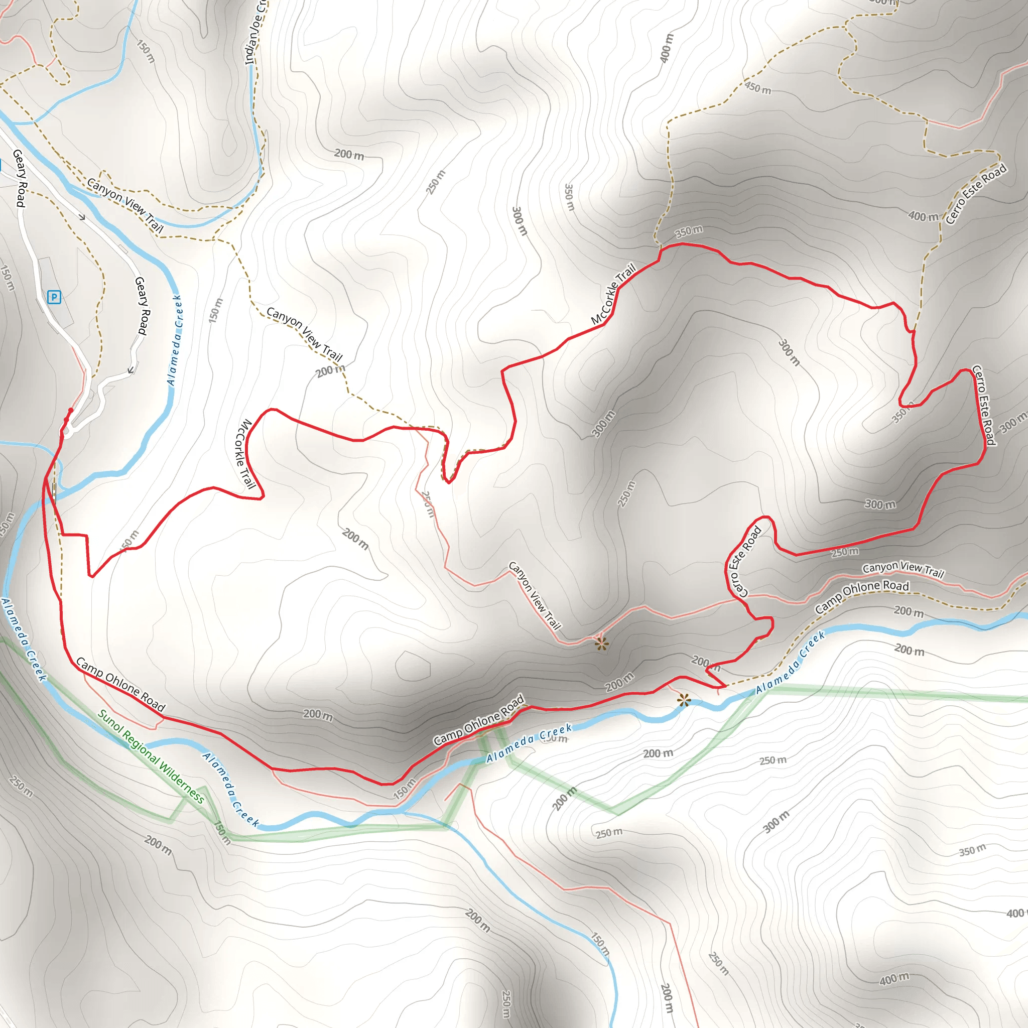 Alameda Creek and McCorkle Loop Trail mobile static map